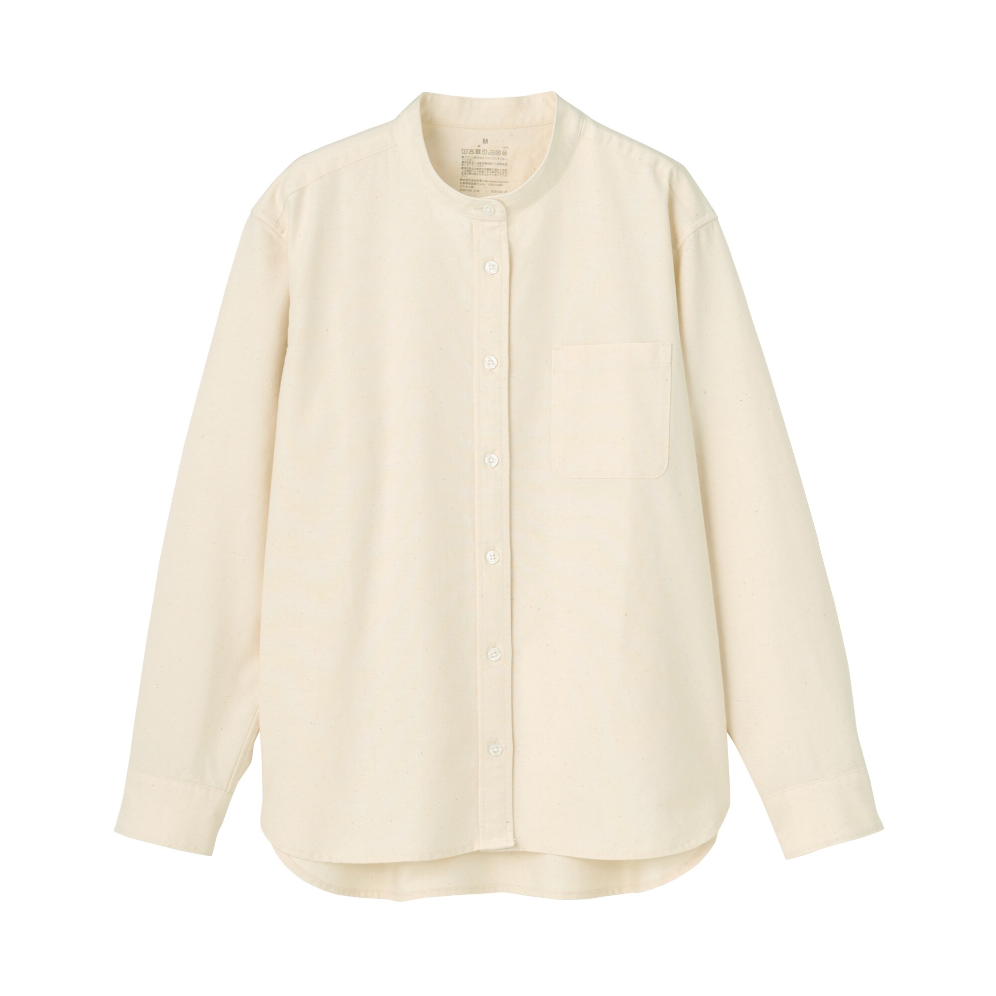 洗いざらしオックススタンドカラーシャツ