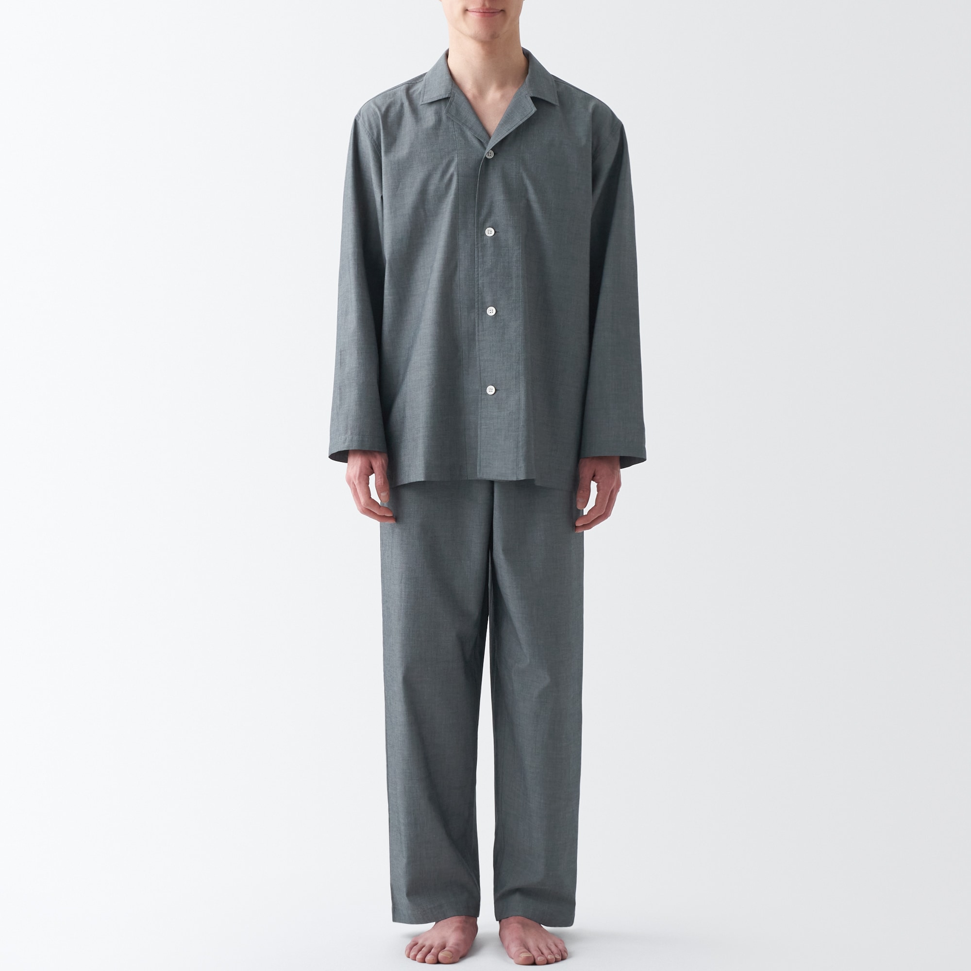 【年中着られる定番】綿ブロード　長袖パジャマ