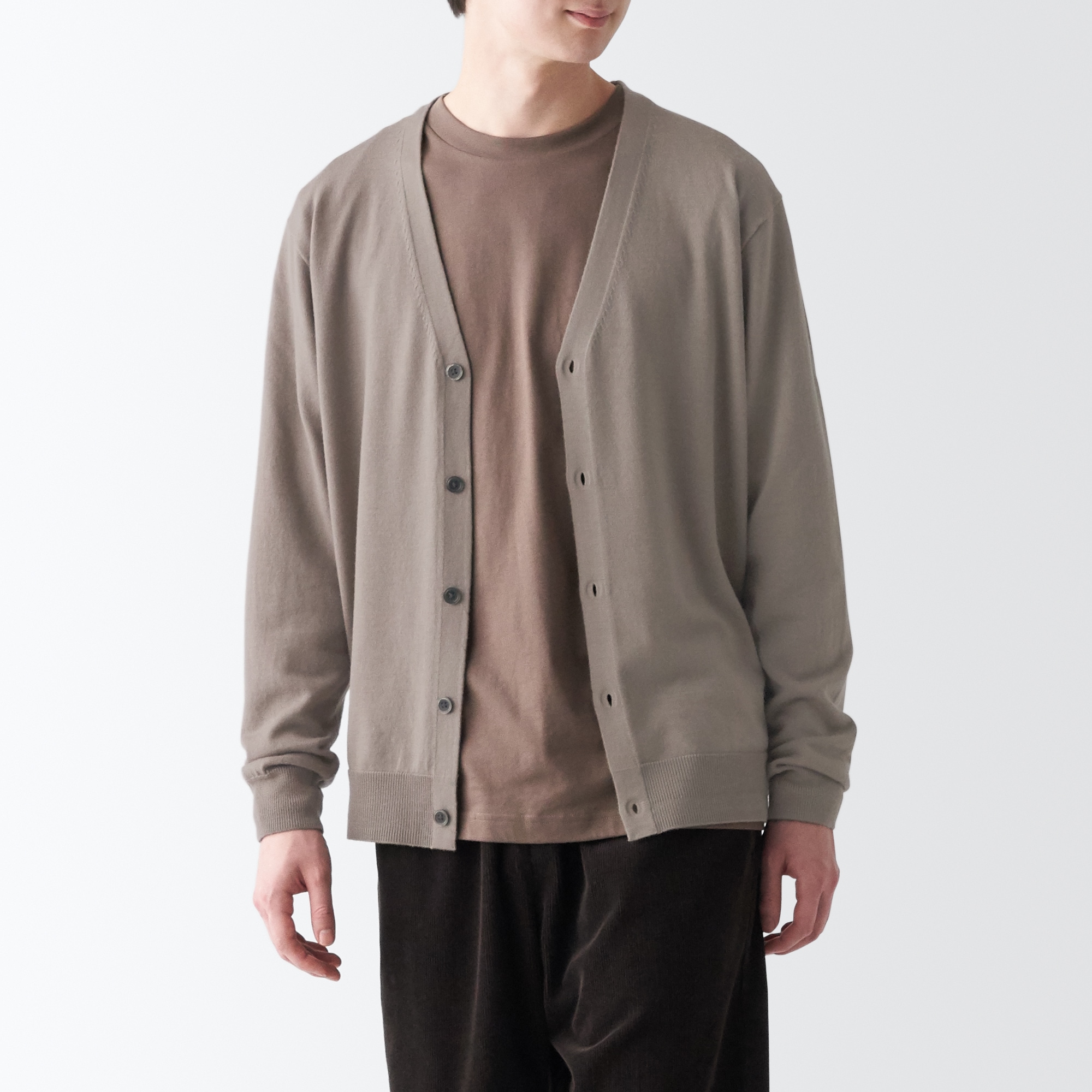 洗えるウールハイゲージＶネックカーディガン