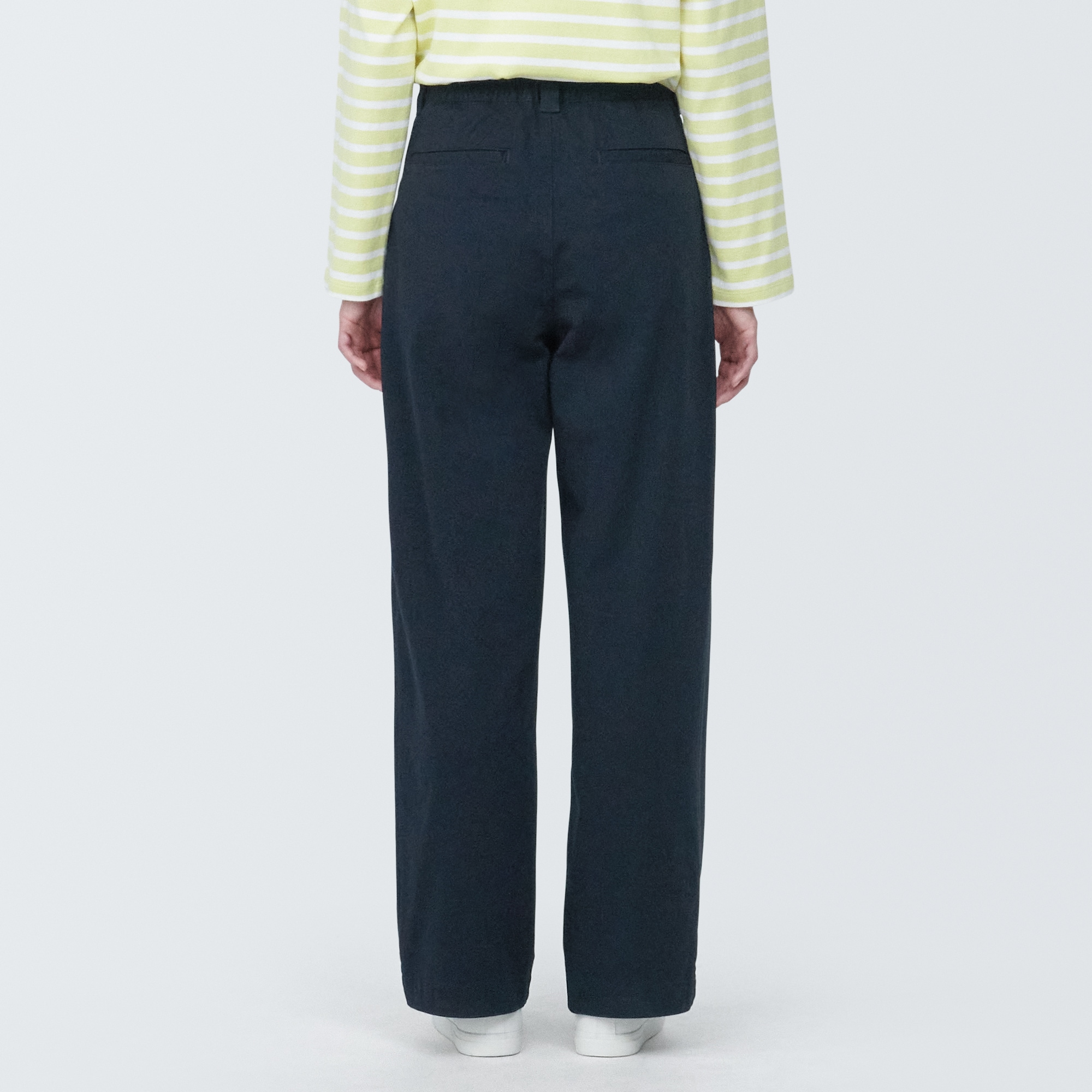 婦人　縦横ストレッチチノタックワイドパンツ　股下長め