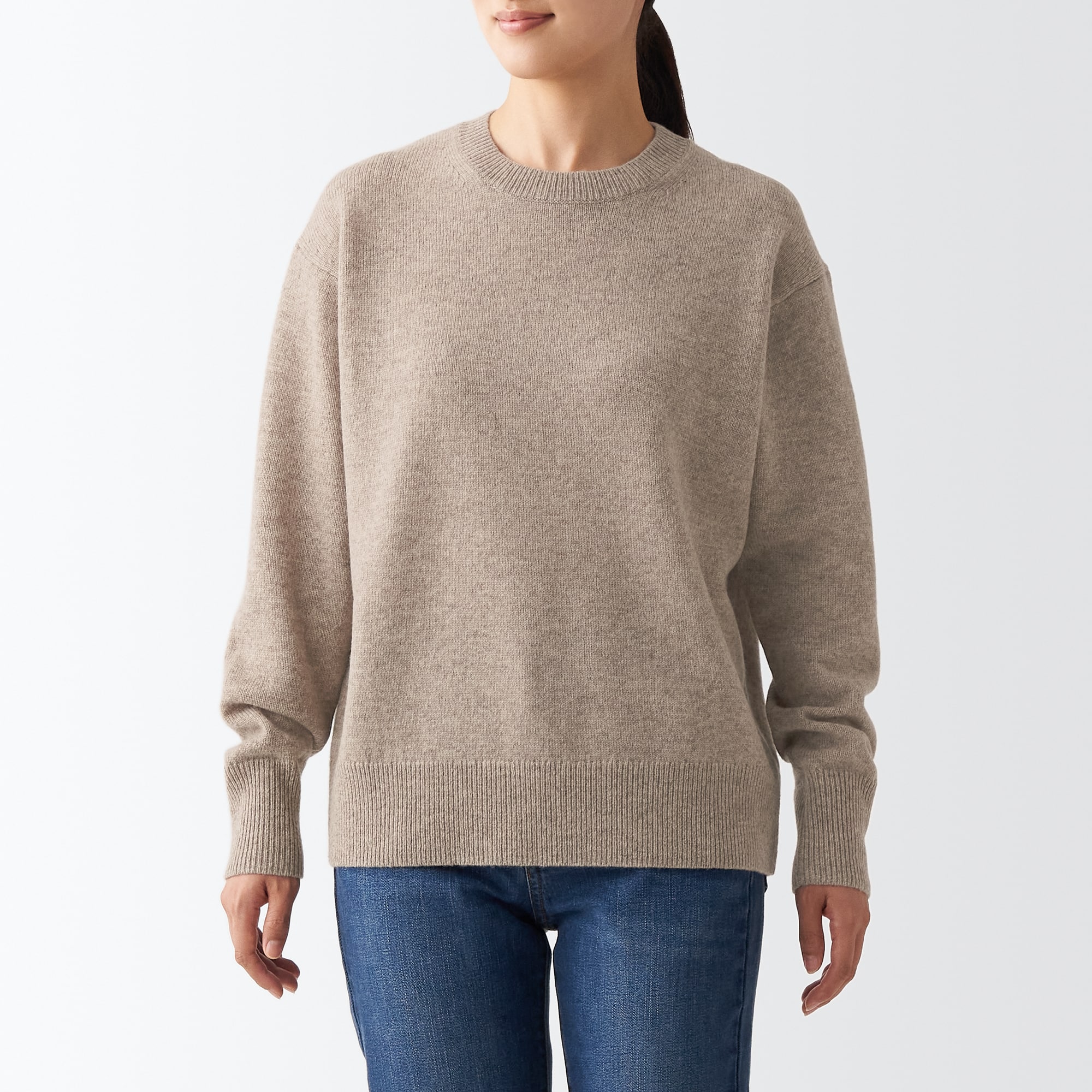 洗えるウールミドルゲージクルーネックセーター