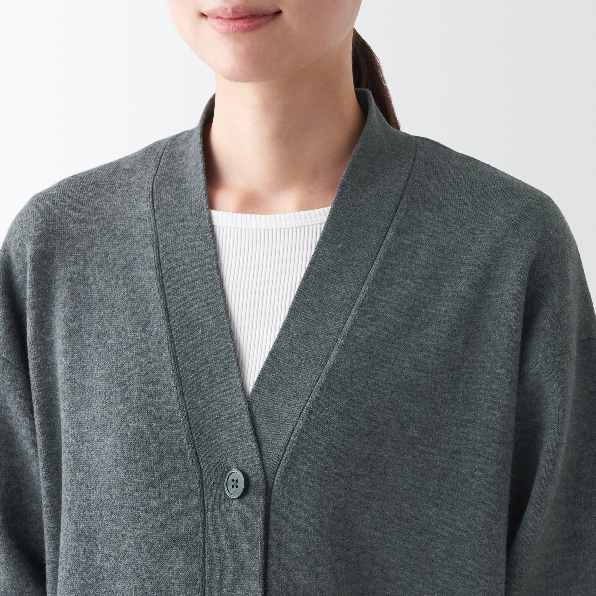 洗えるミラノリブ編みＶネックワイドカーディガン