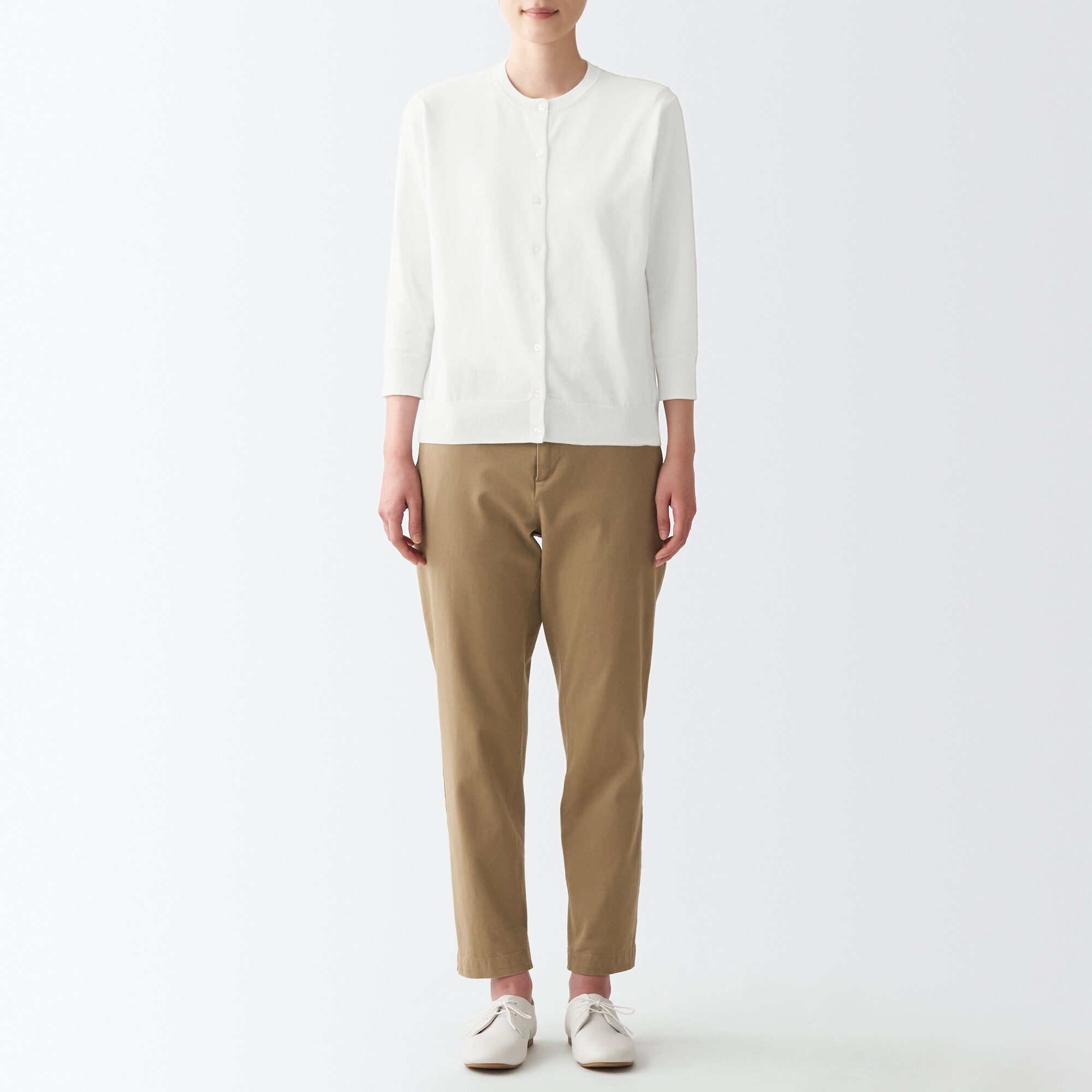 ＵＶカット強撚クルーネックカーディガン（七分袖）