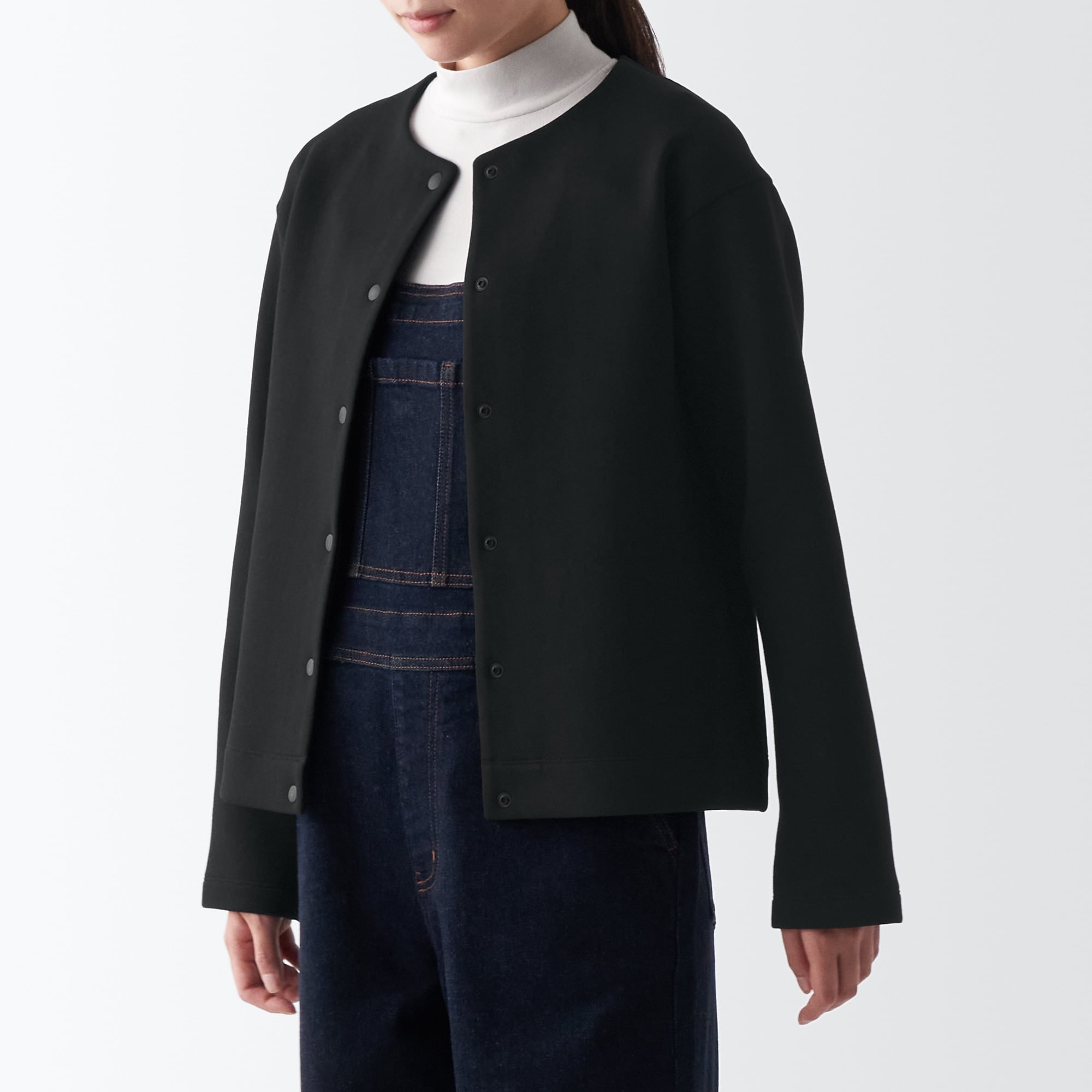 婦人　二重編みクルーネックスウェットカーディガン