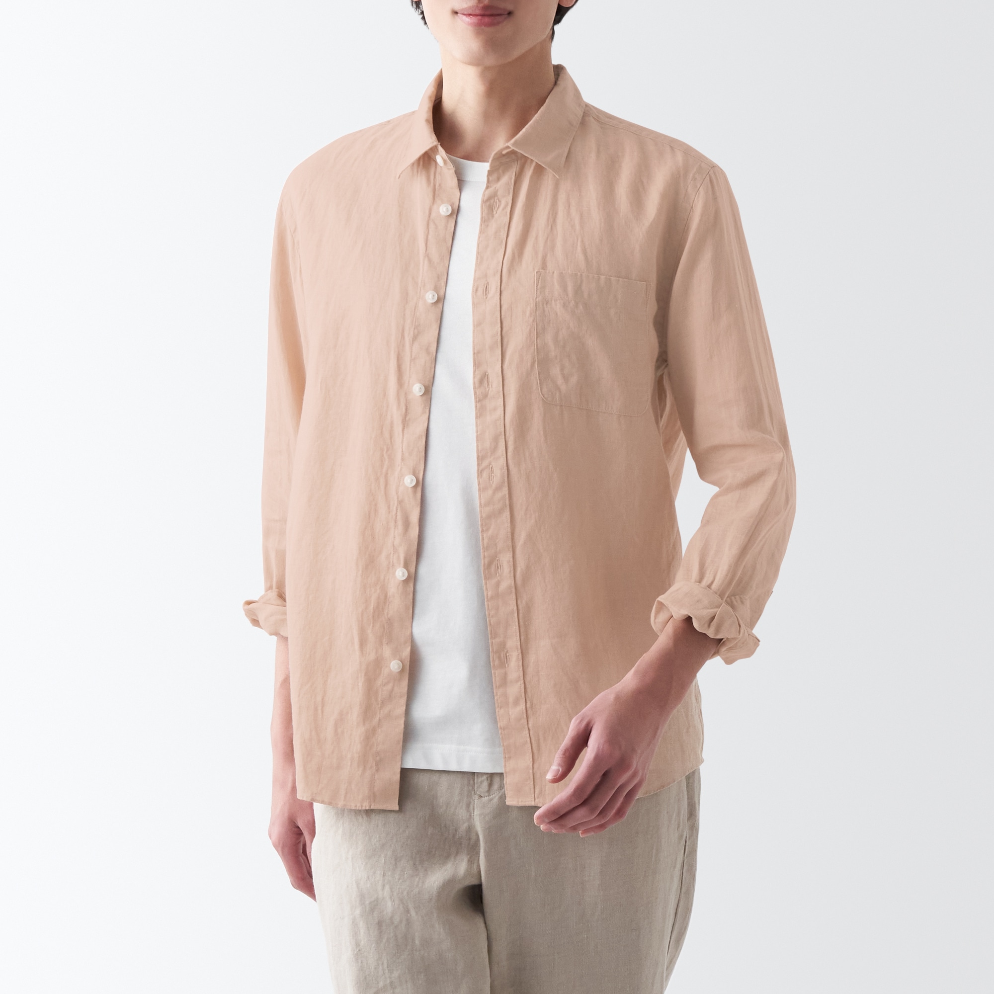 ヘンプ洗いざらし長袖シャツ