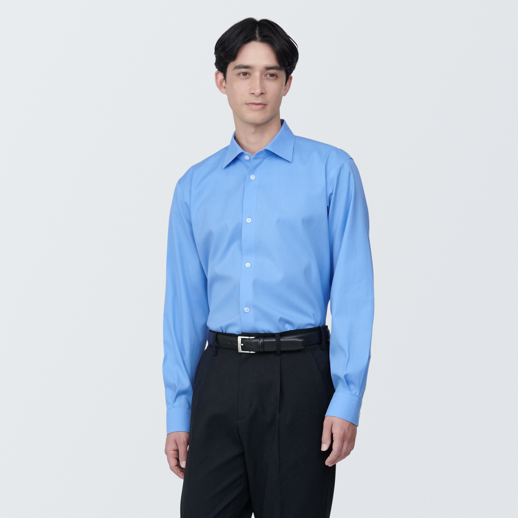 紳士　ノンアイロンセミワイドカラー長袖シャツ