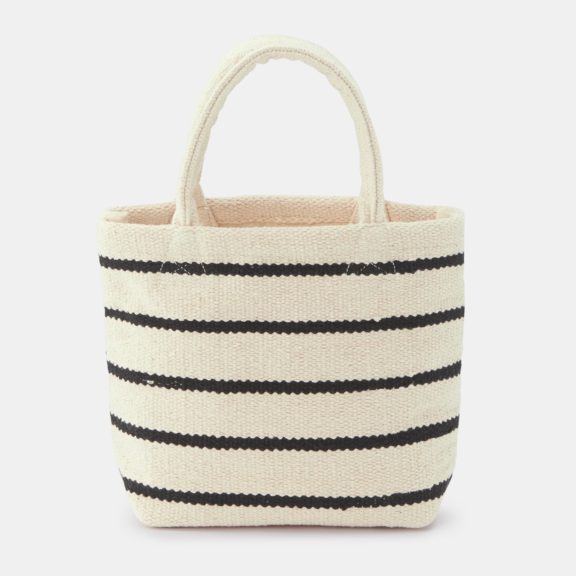 インドの手織り　ミニトートバッグ（ボーダー）