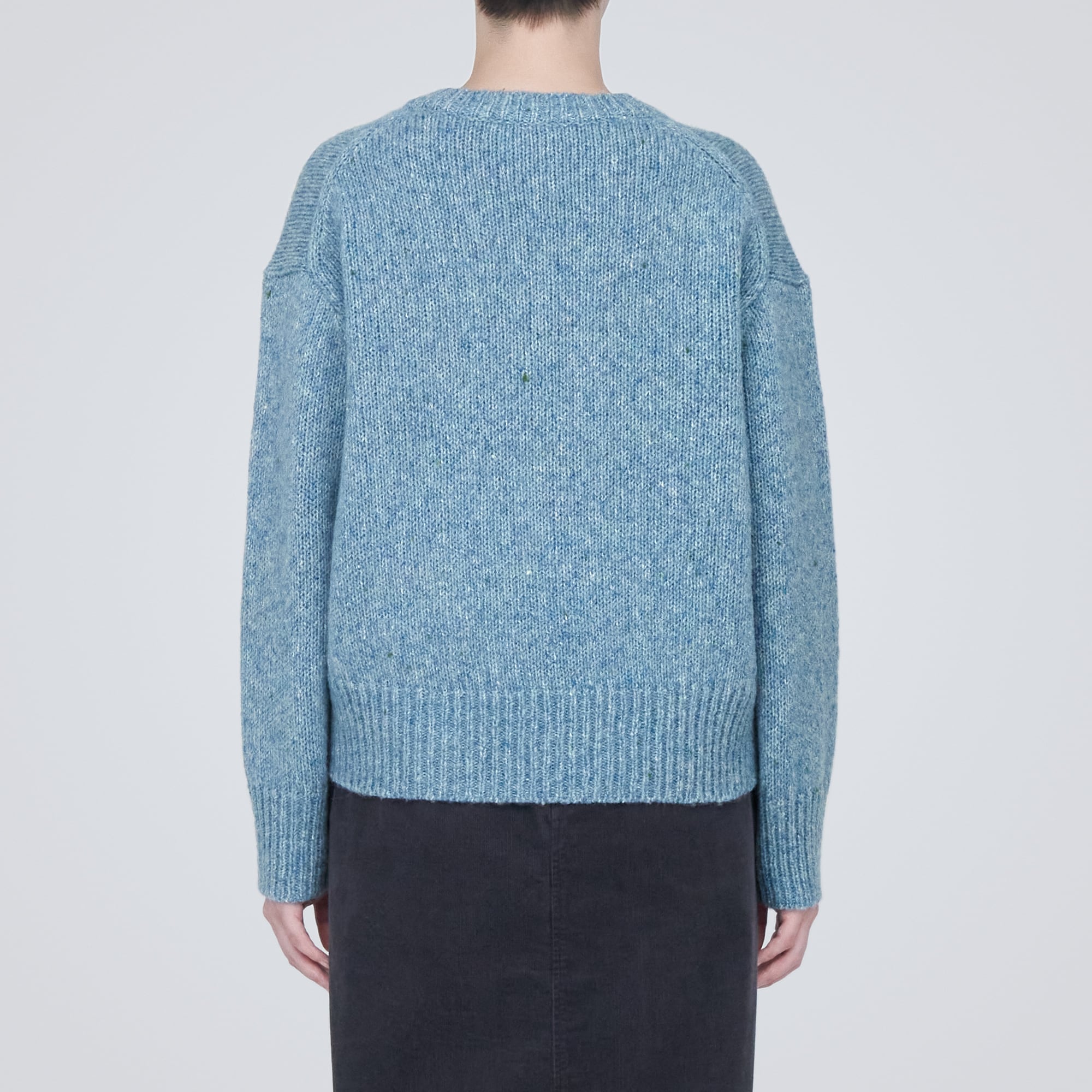 ウールヤク混ネップ糸Ｖネックセーター