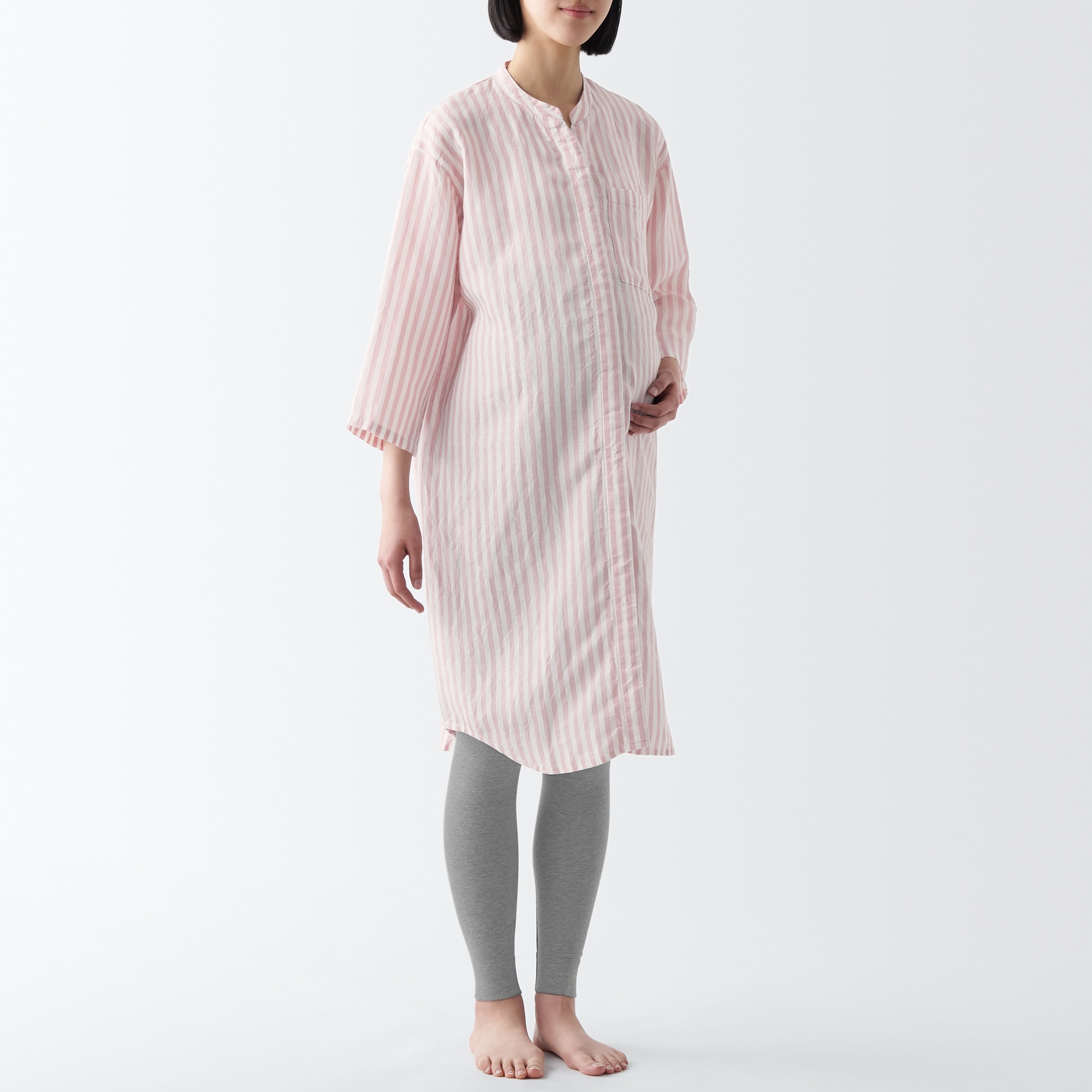 天然由来の接触冷感　リヨセルリネン五分袖パジャマ（マタニティ）