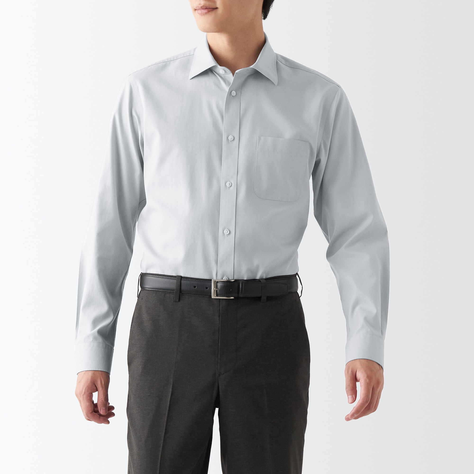 ノンアイロンビジネスセミワイドカラー長袖シャツ