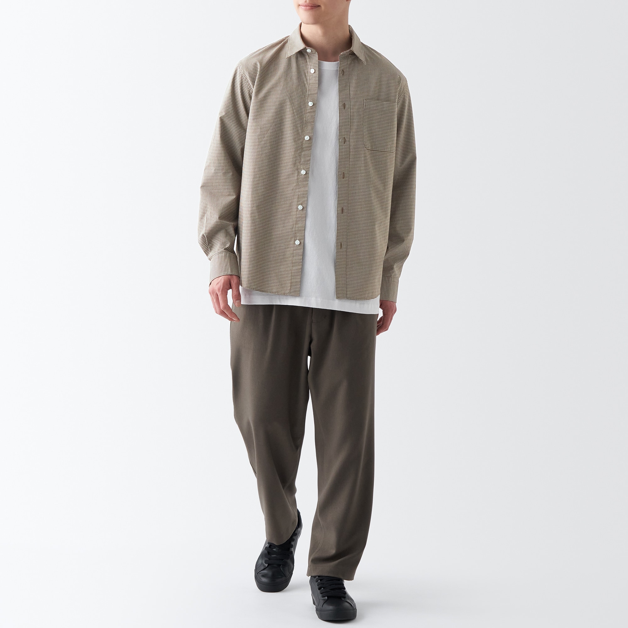 洗いざらしブロード長袖シャツ