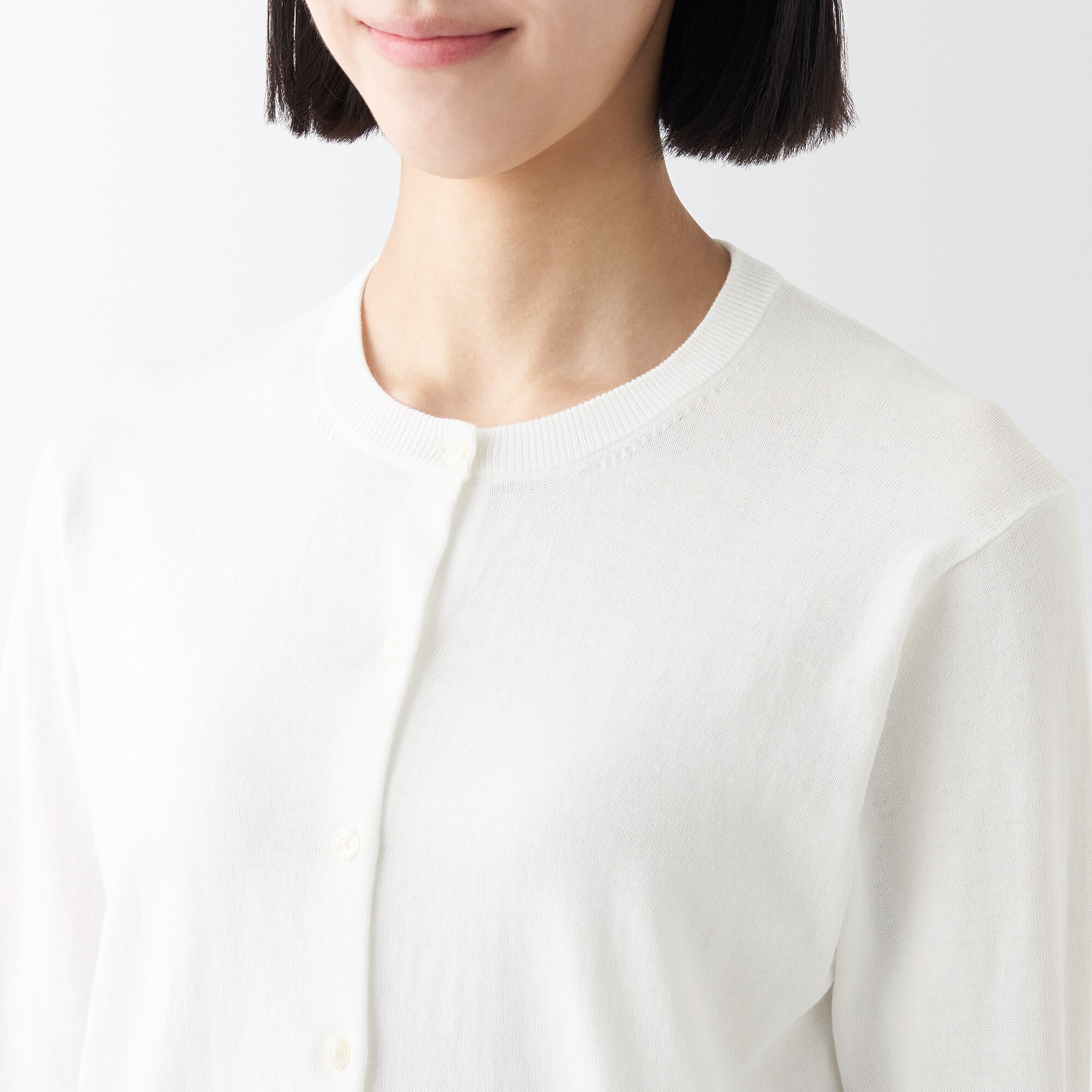 ＵＶカット強撚クルーネックカーディガン（七分袖）