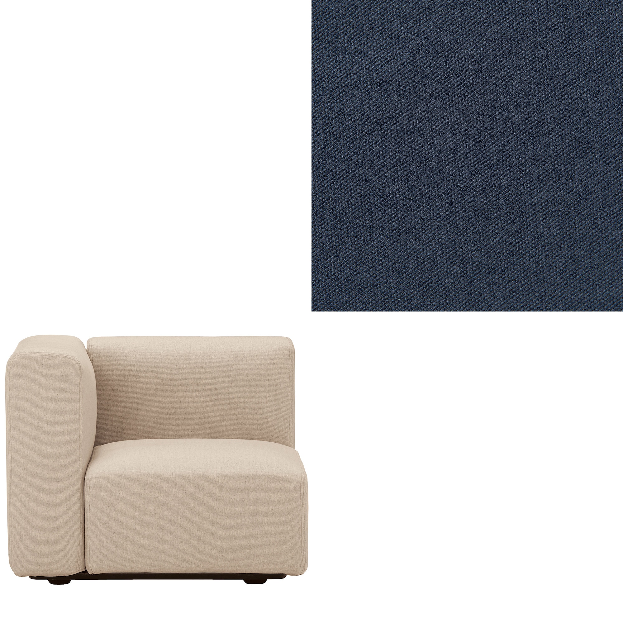 【カバー】洗いざらしの綿帆布ユニットソファアーム付・小用カバー／生成