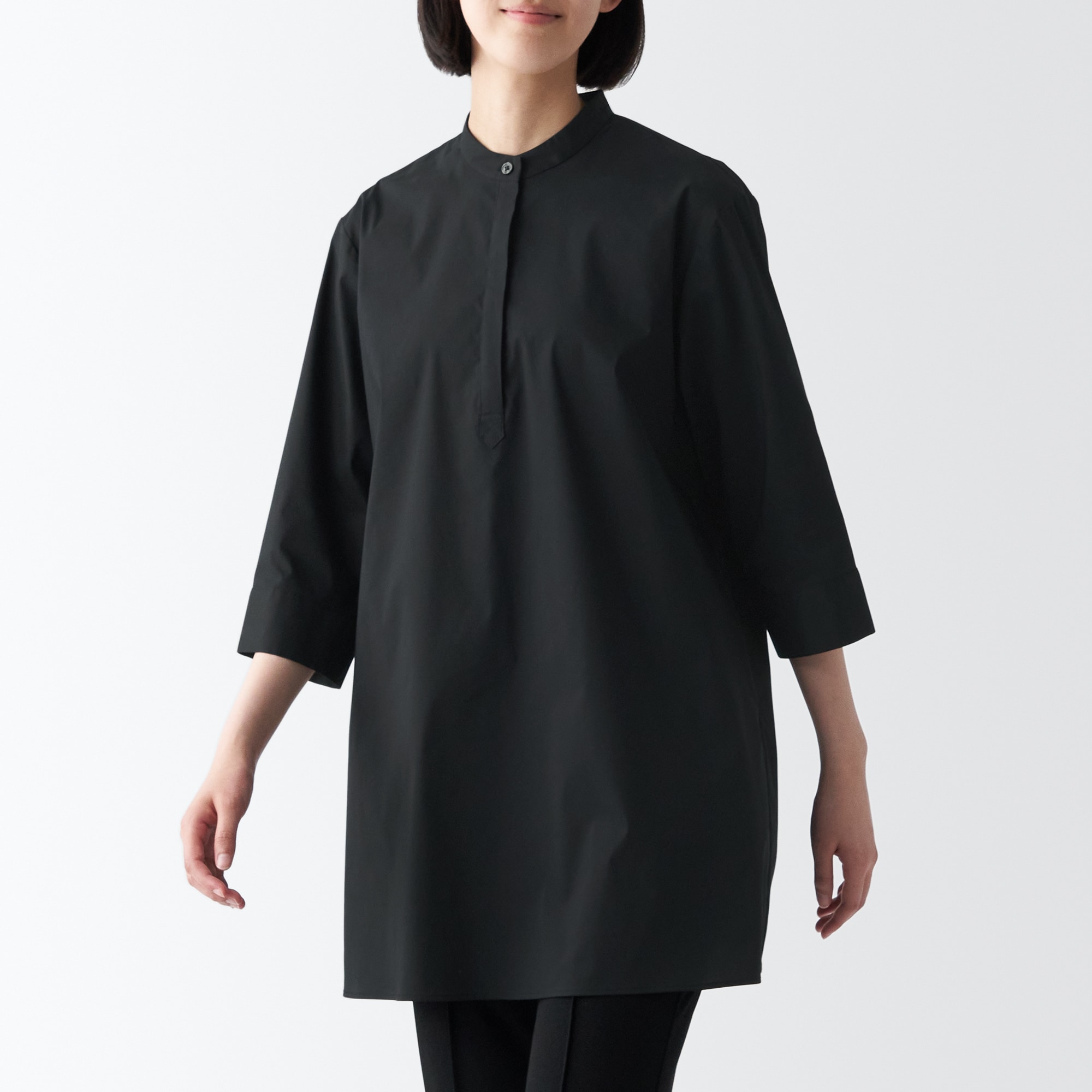 コットン混サテンチュニック