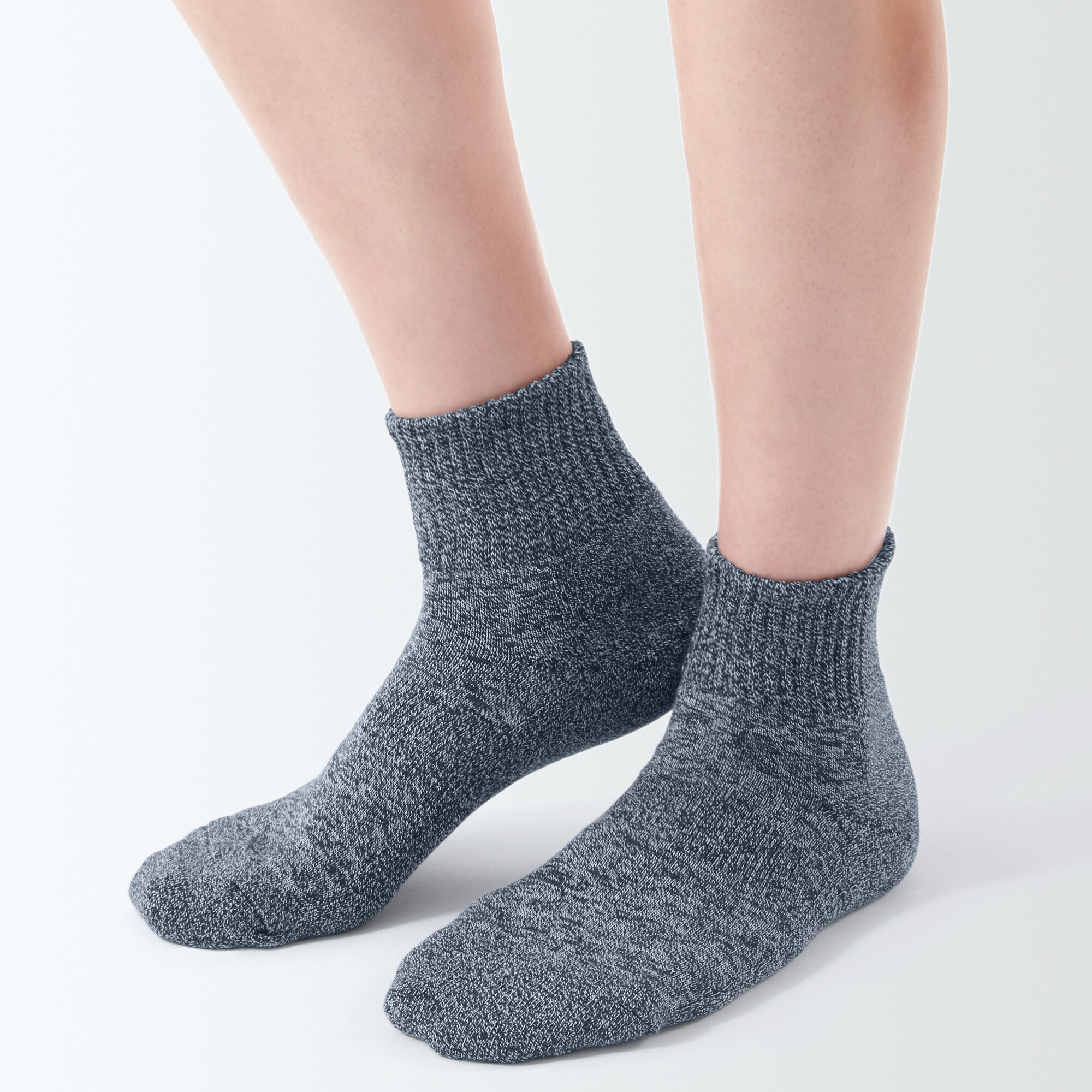 足なり直角　パイル編み　厚手ショート丈靴下（無地／紳士）