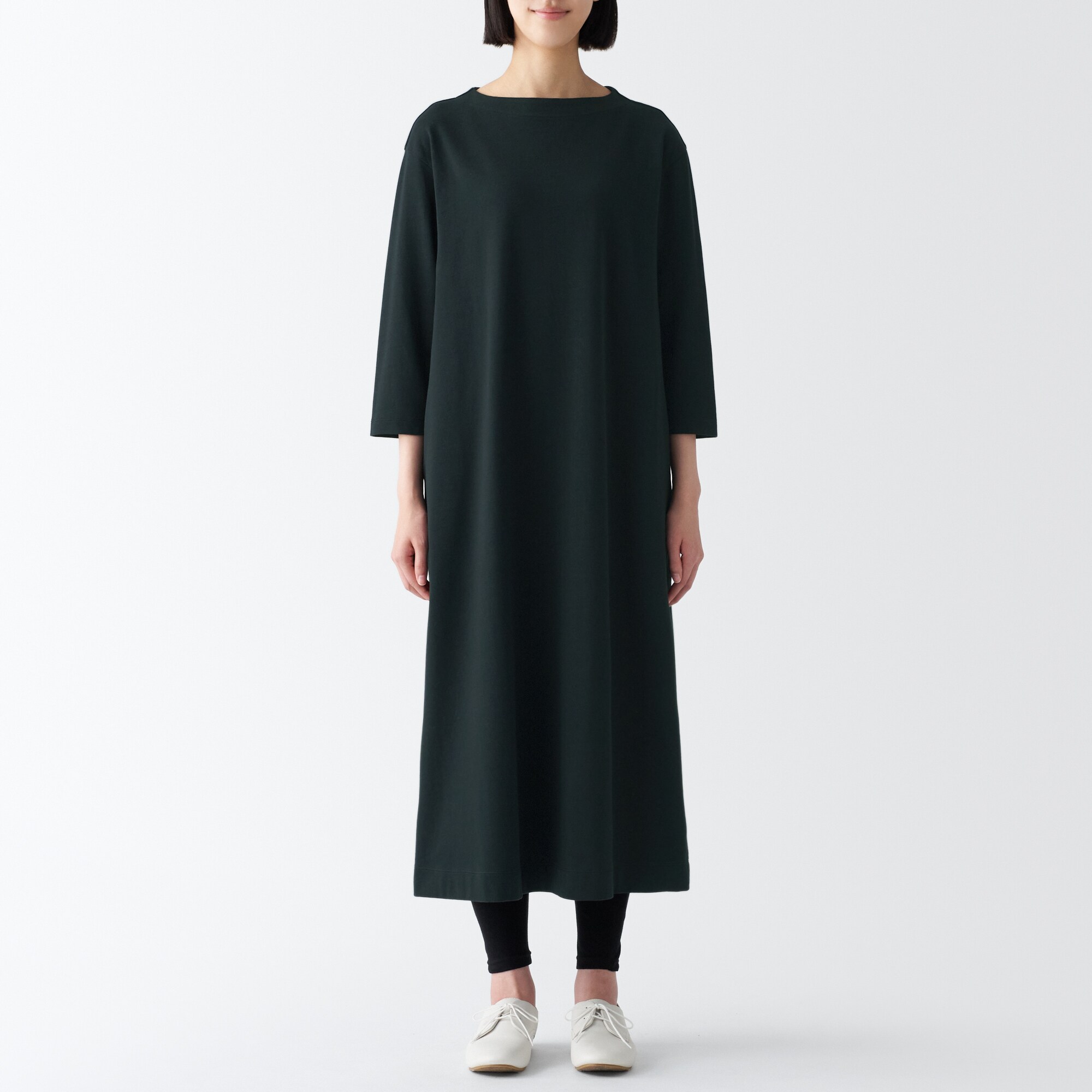 太番手七分袖ワンピース