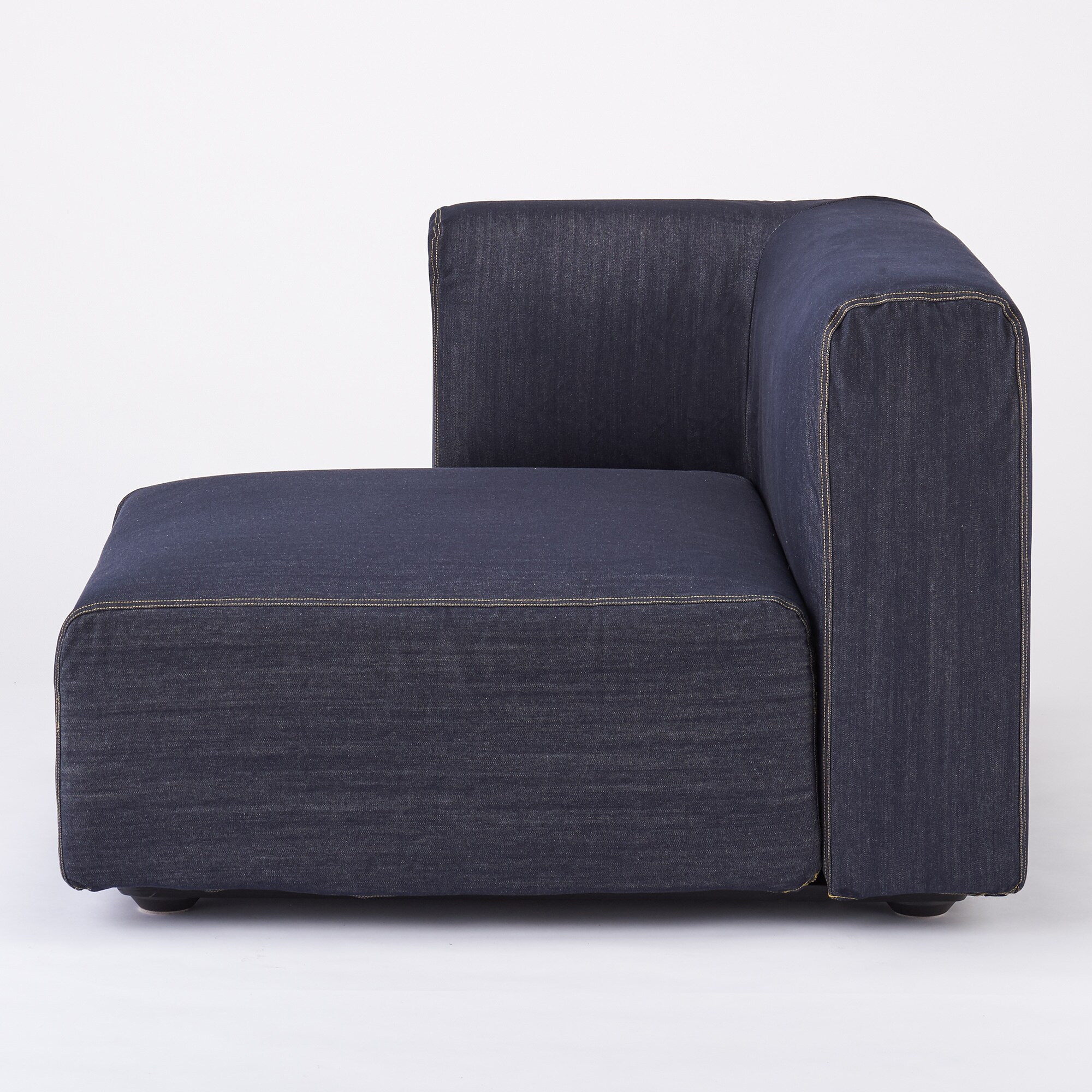 【カバー】綿デニムユニットソファ・ハーフアーム・大（右）用カバー／ネイビー