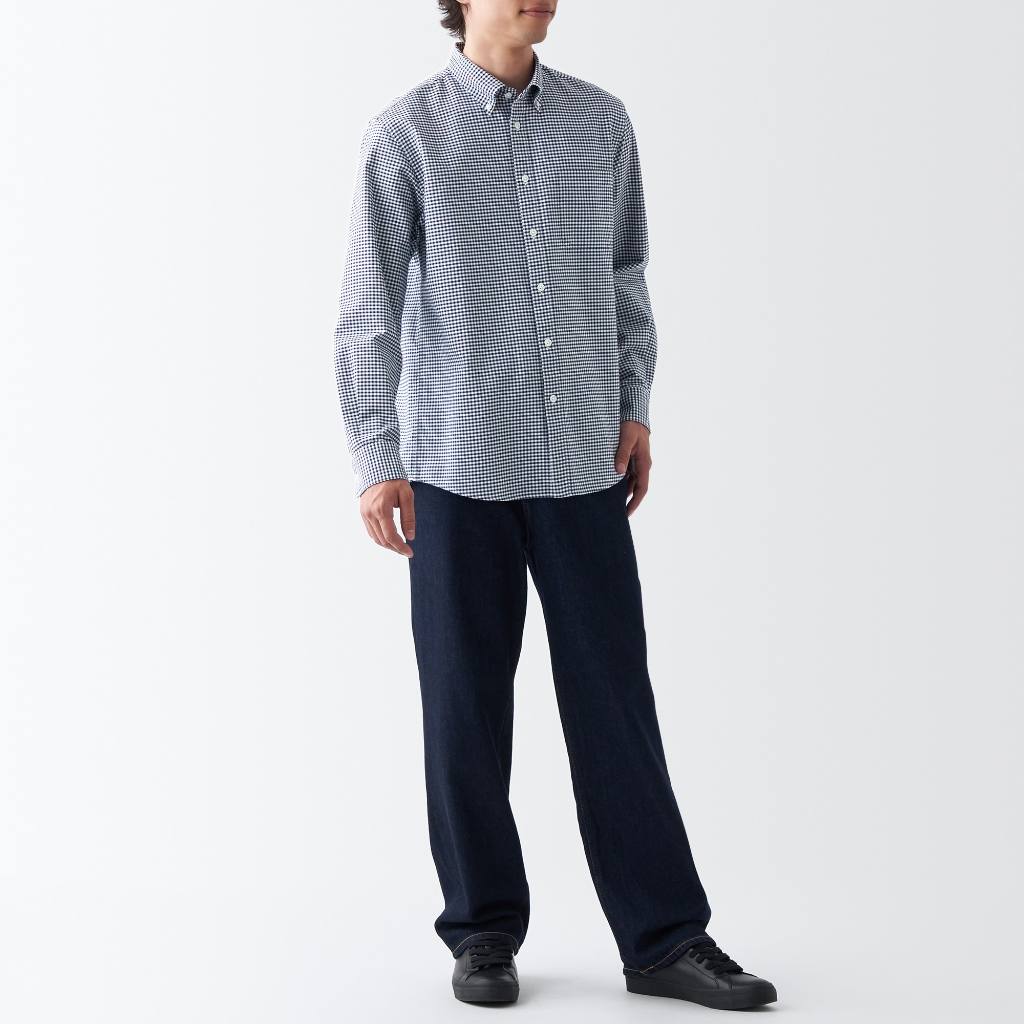 【新仕様・ハンガーループなし】洗いざらしオックスボタンダウン長袖シャツ