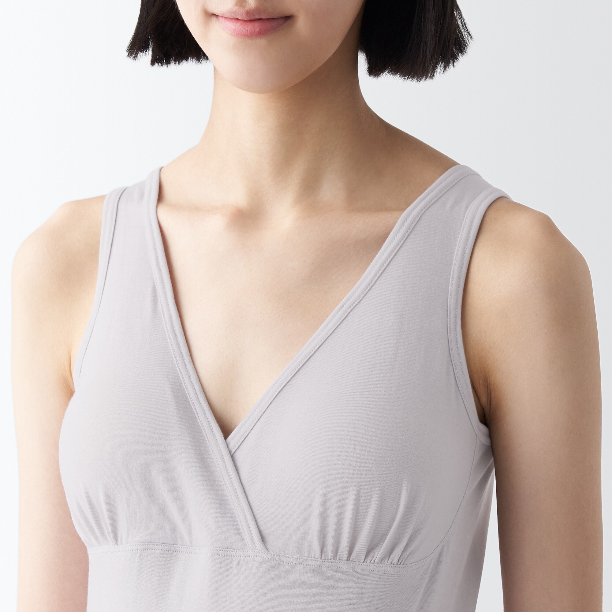 シルク混　授乳に便利なカップ入りタンクトップ（マタニティ）