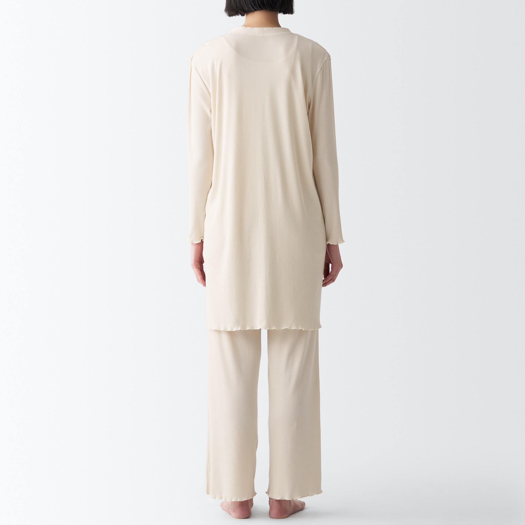 なめらかリブ　ロングカーディガン