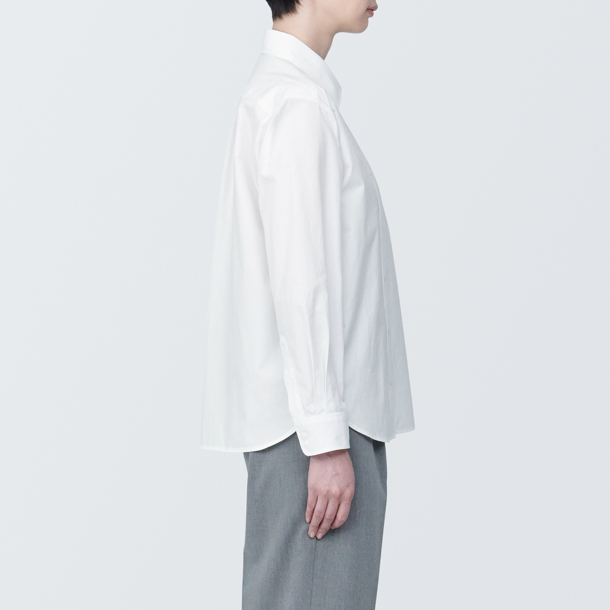 婦人　洗いざらし　ブロードレギュラーカラー長袖シャツ