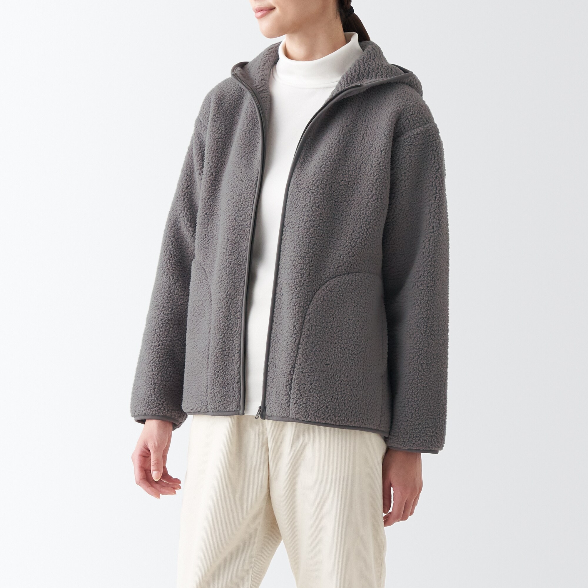 再生ポリエステルボアフリースパーカー