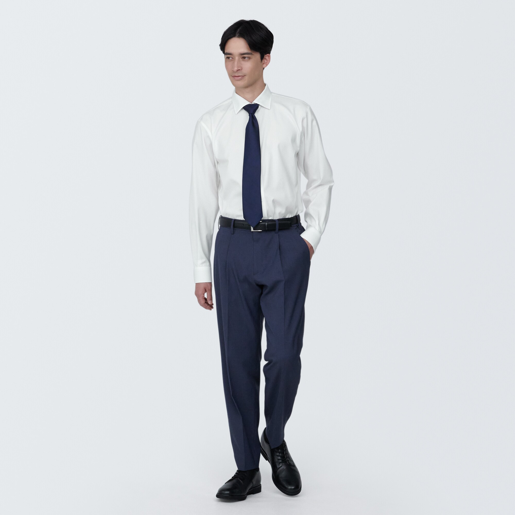 紳士　ノンアイロンセミワイドカラー長袖シャツ