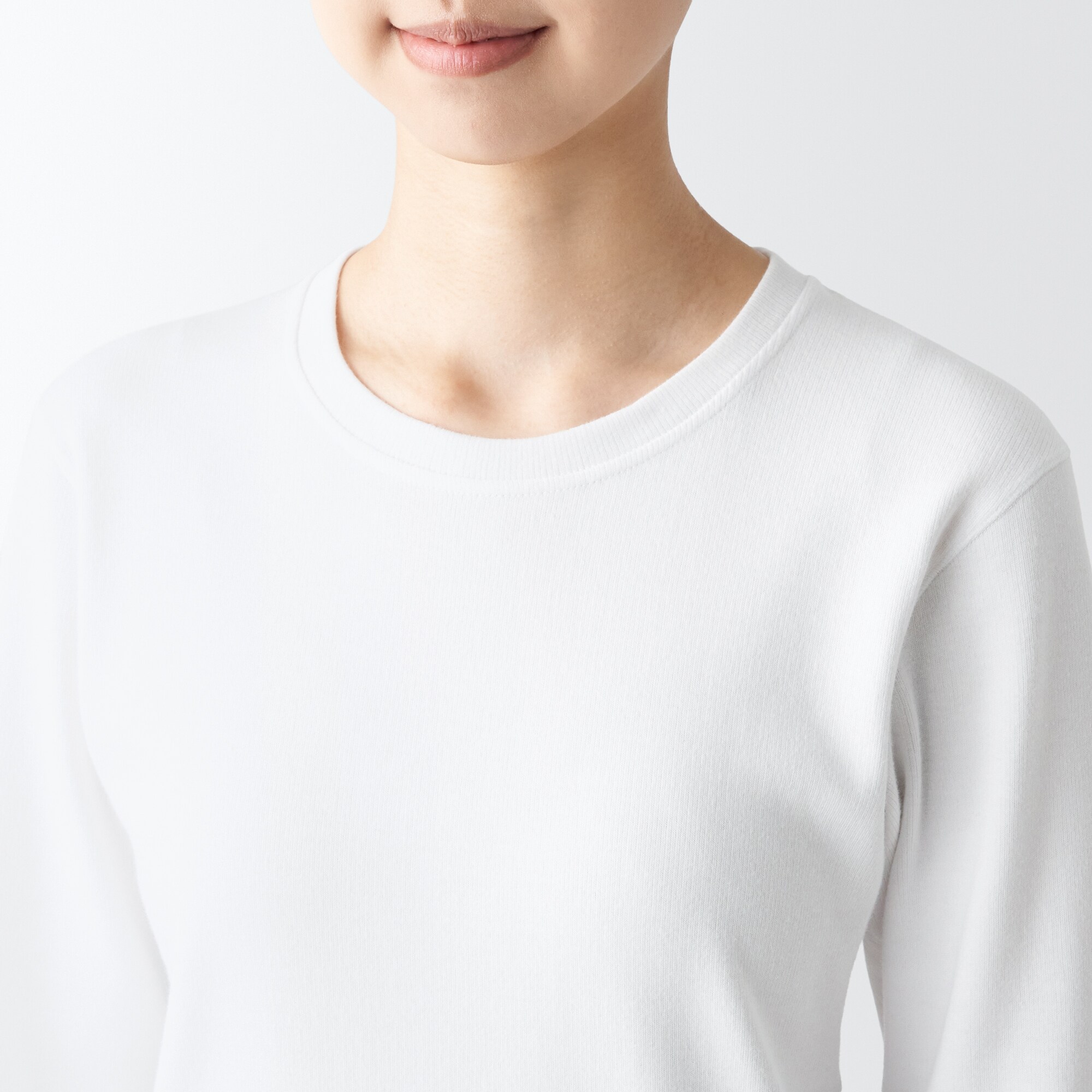 あったか綿　ウール　クルーネック長袖Ｔシャツ