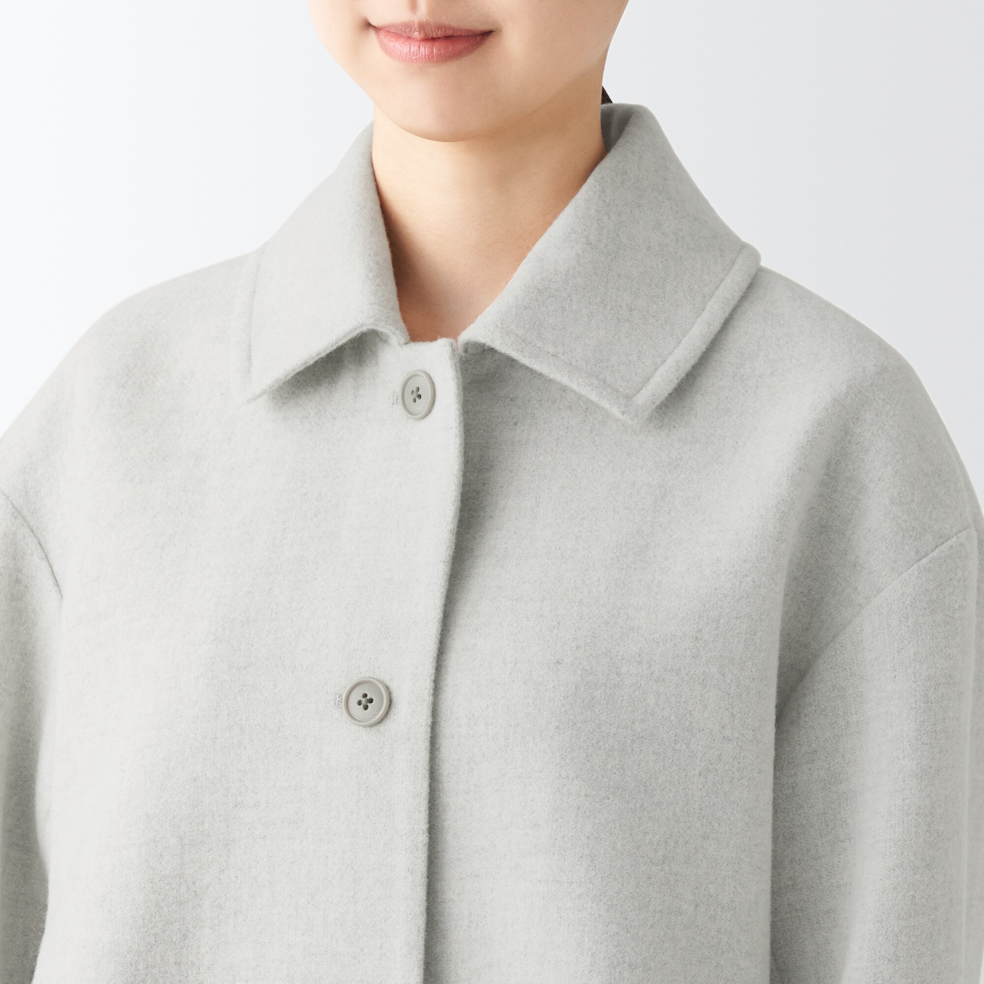 ウール混ステンカラーショートコート