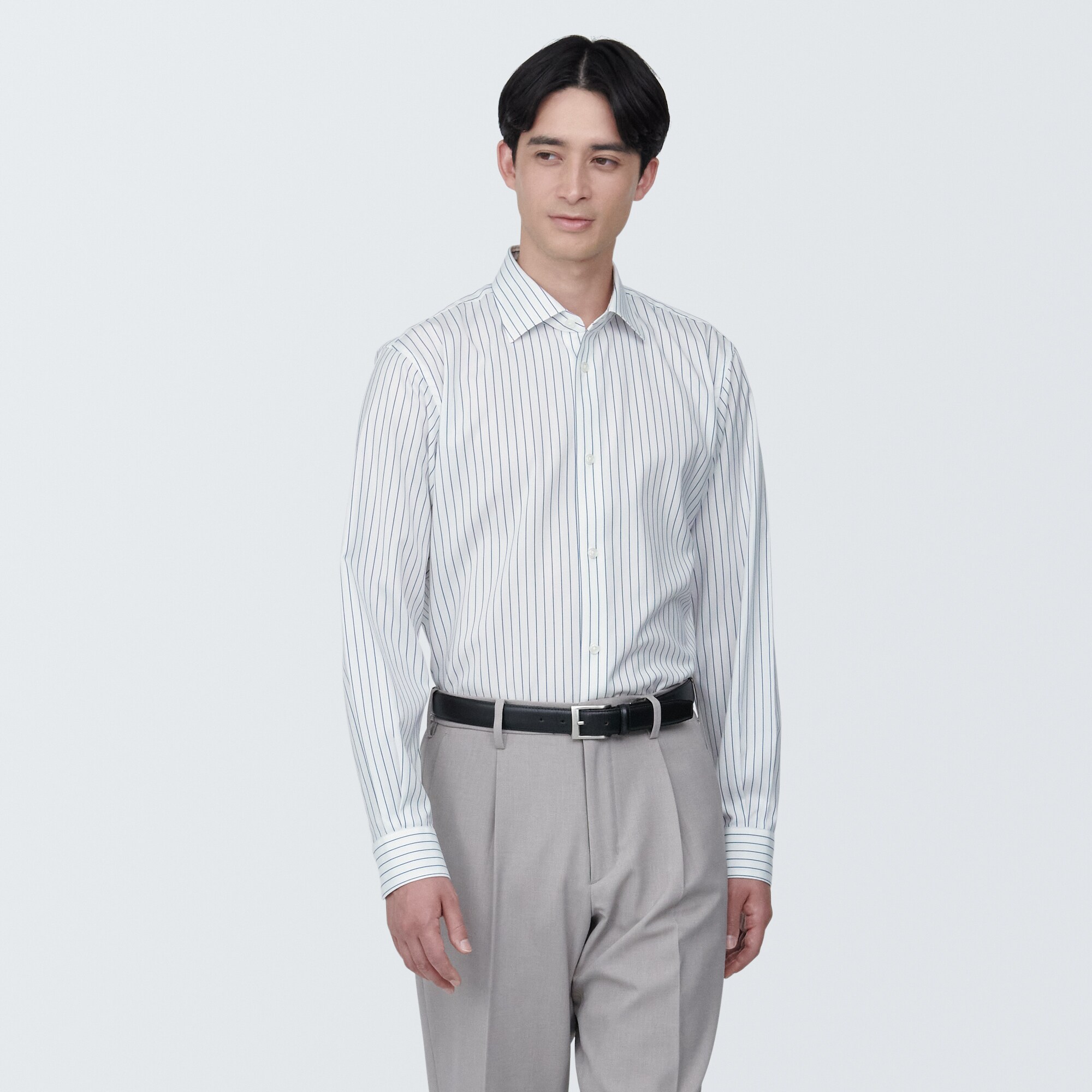 紳士　ノンアイロンセミワイドカラー長袖シャツ