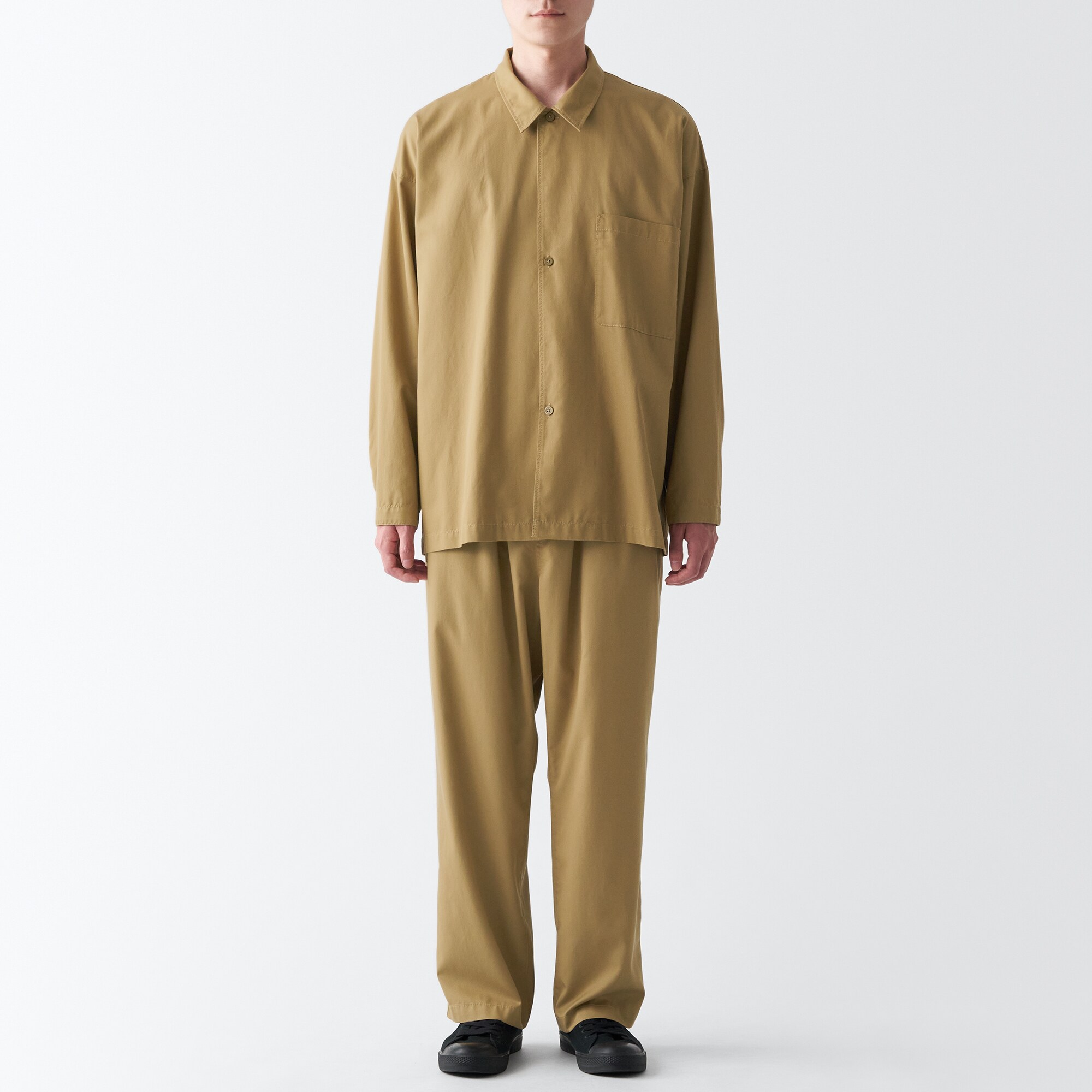 洗いざらしリヨセル混レギュラーカラーシャツ