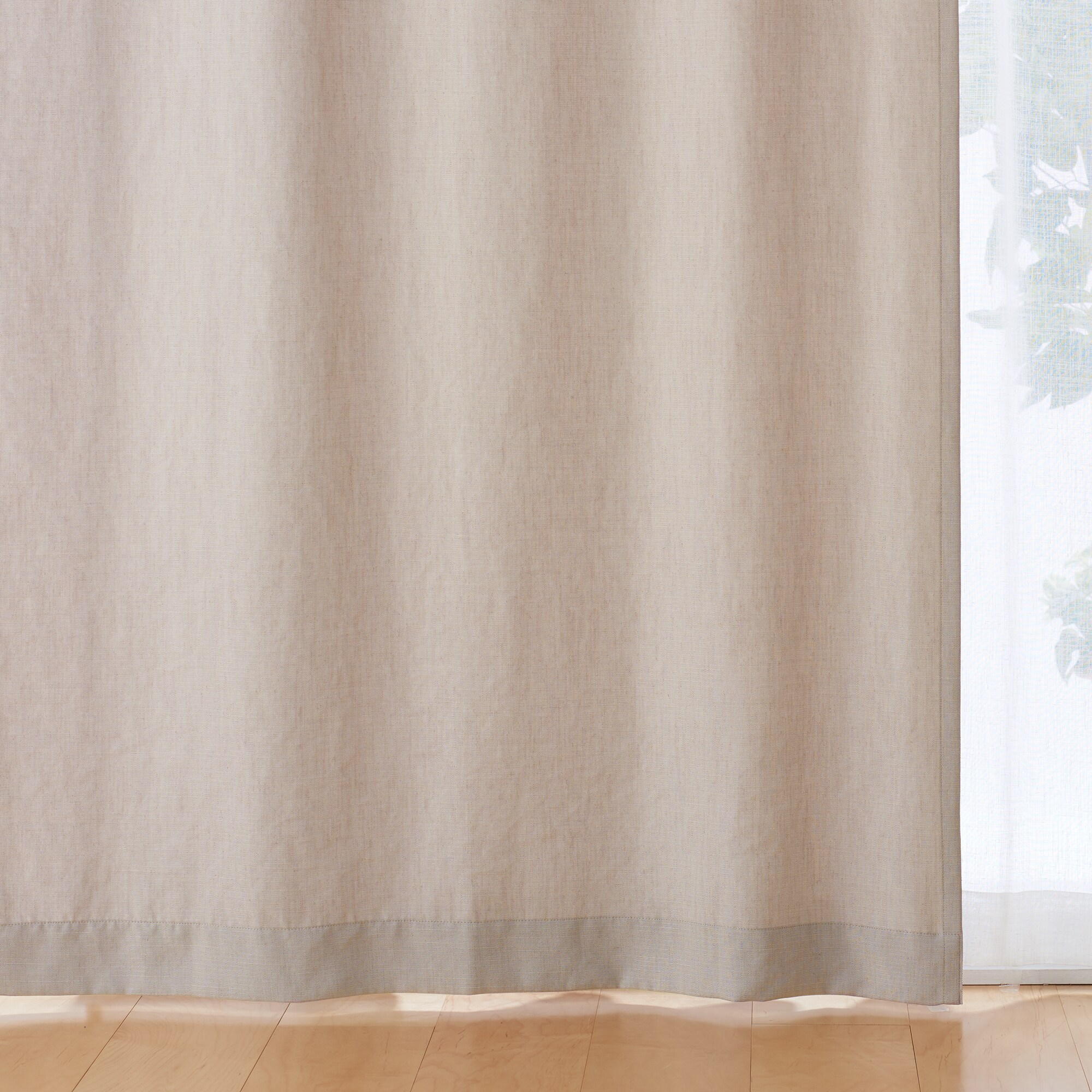 ポリエステルななこ織麻調ノンプリーツカーテン／ベージュ