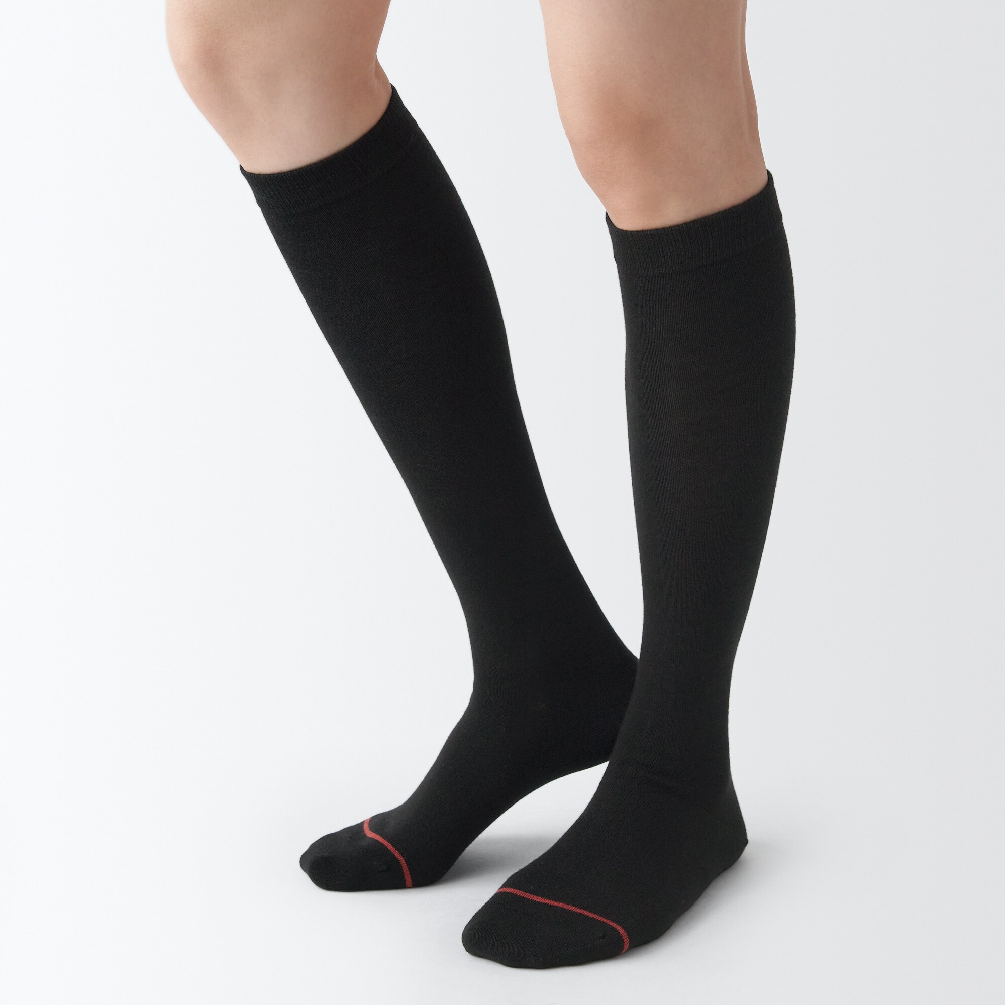 足なり直角　履き口やわらか　あったか綿　ハイソックス（ウール入・口ゴムなし／婦）