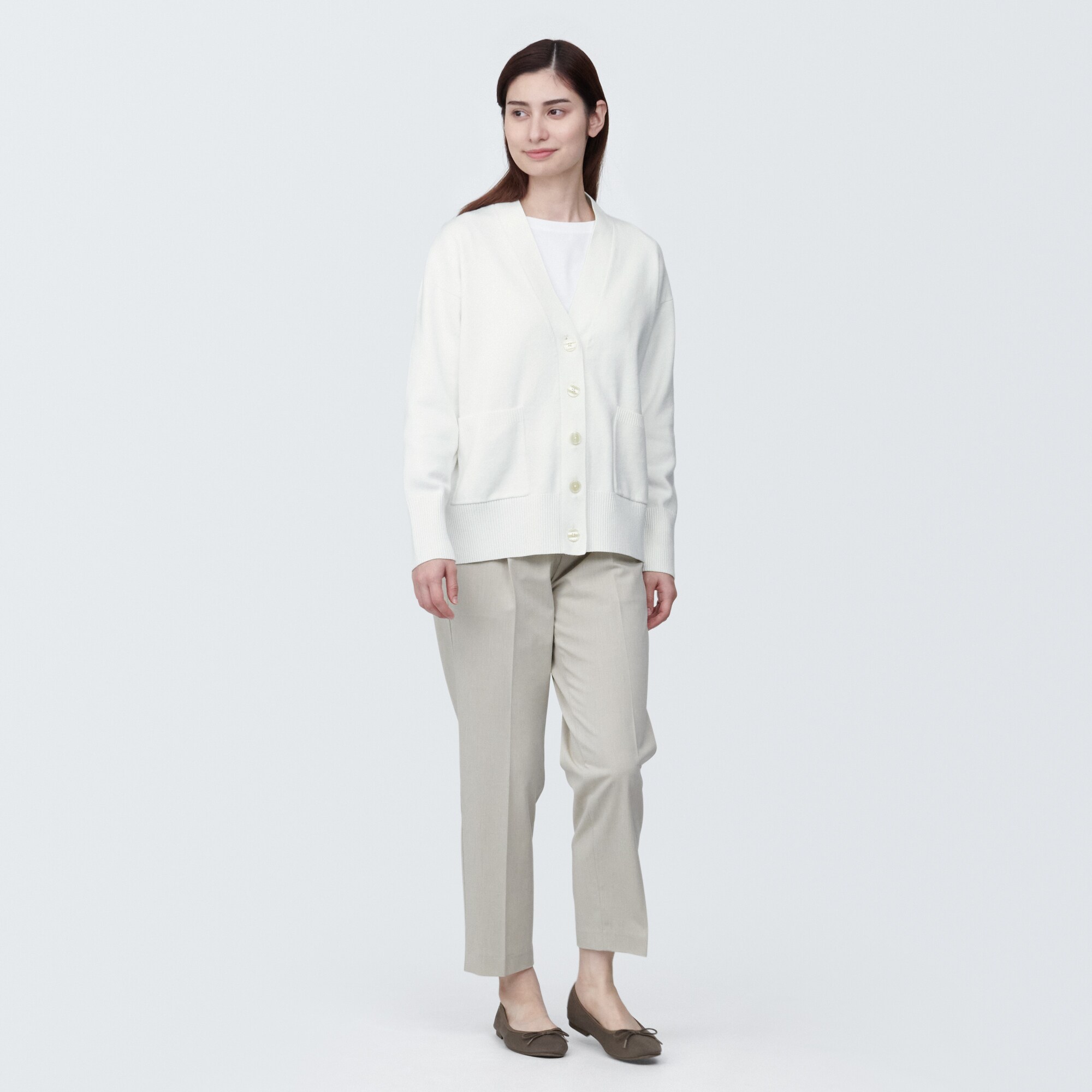 婦人　洗えるミラノリブ編みＶネックカーディガン