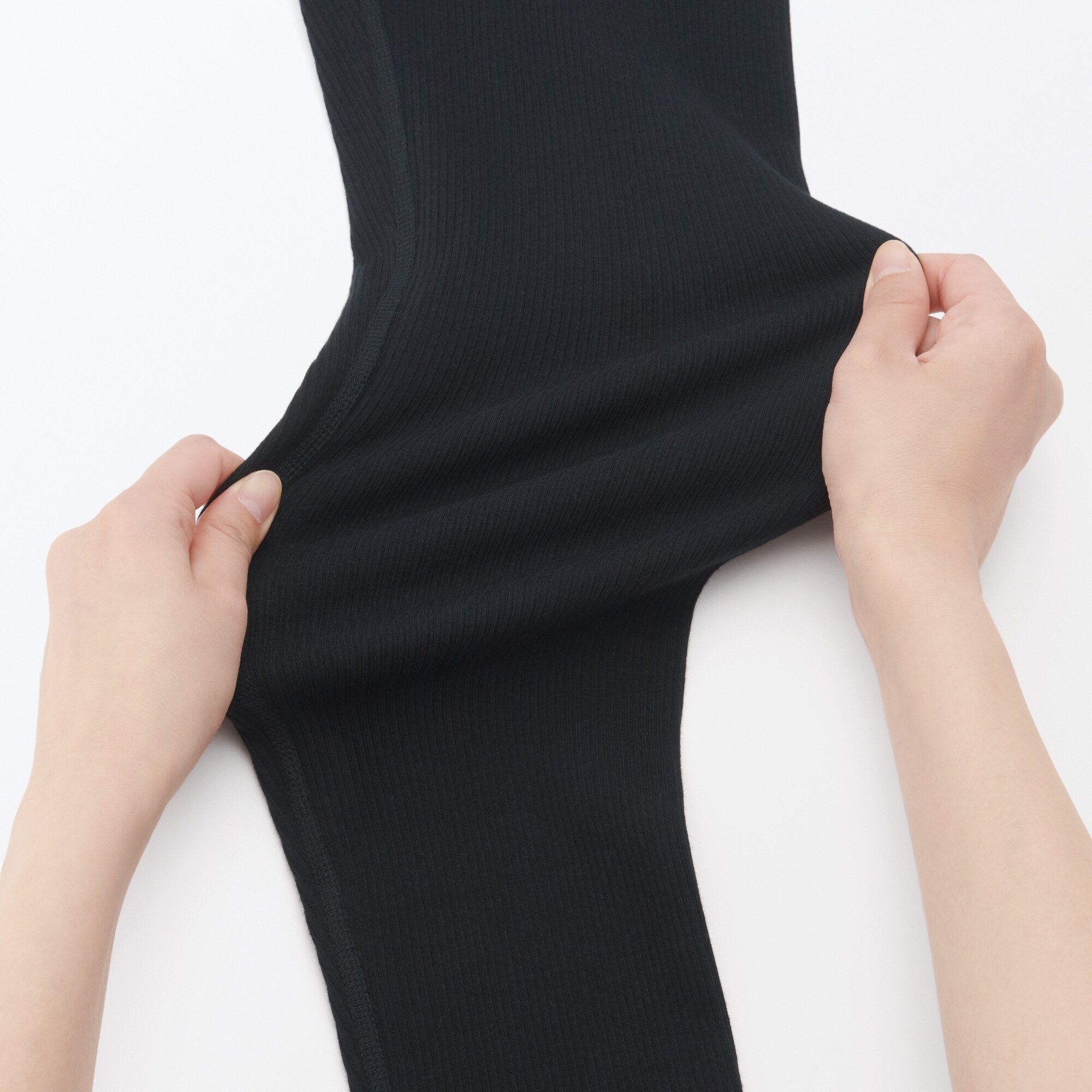 ストレッチリブ編み　腹巻つきレギンス（十分丈）