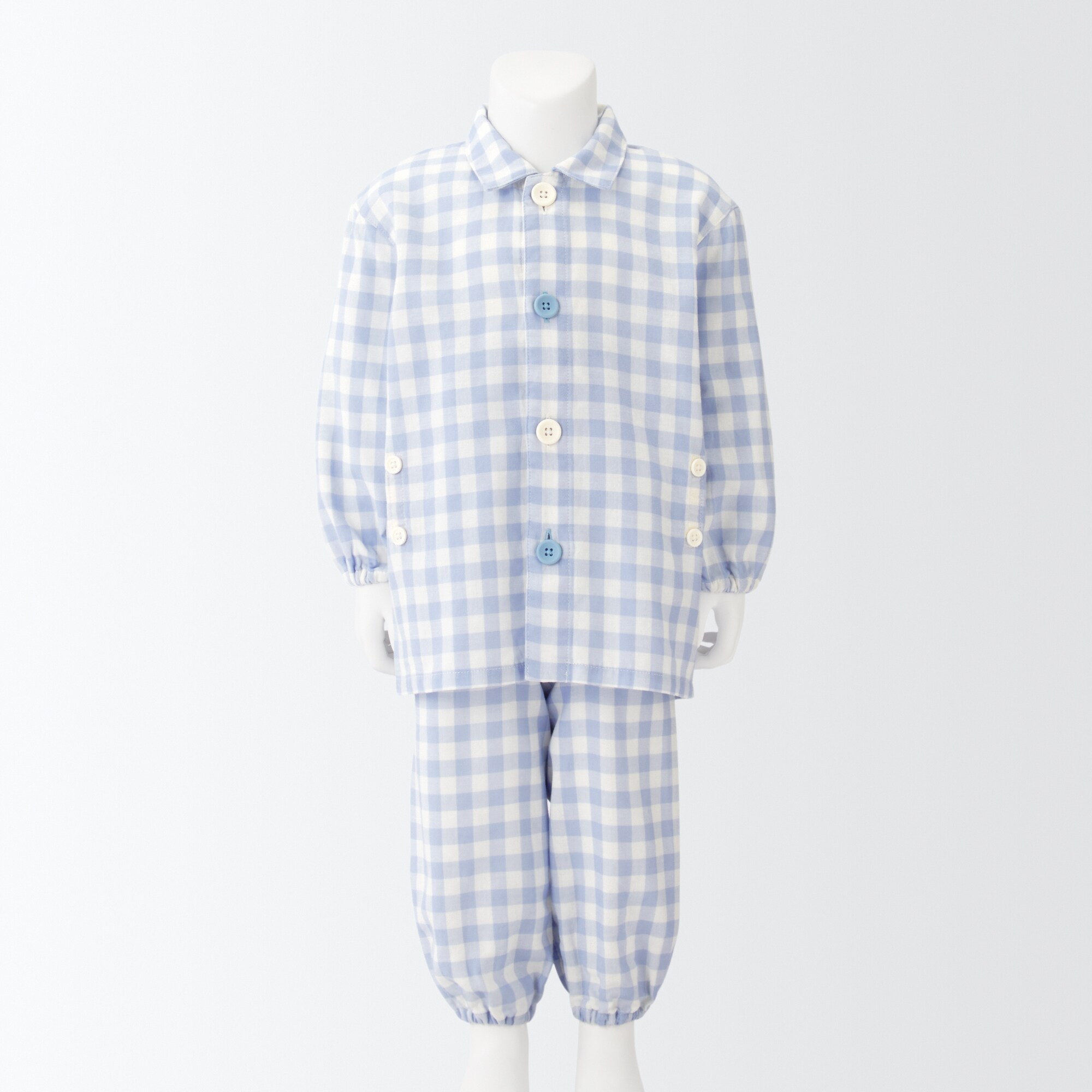 脇に縫い目のない　二重ガーゼお着替えパジャマ（ベビー）