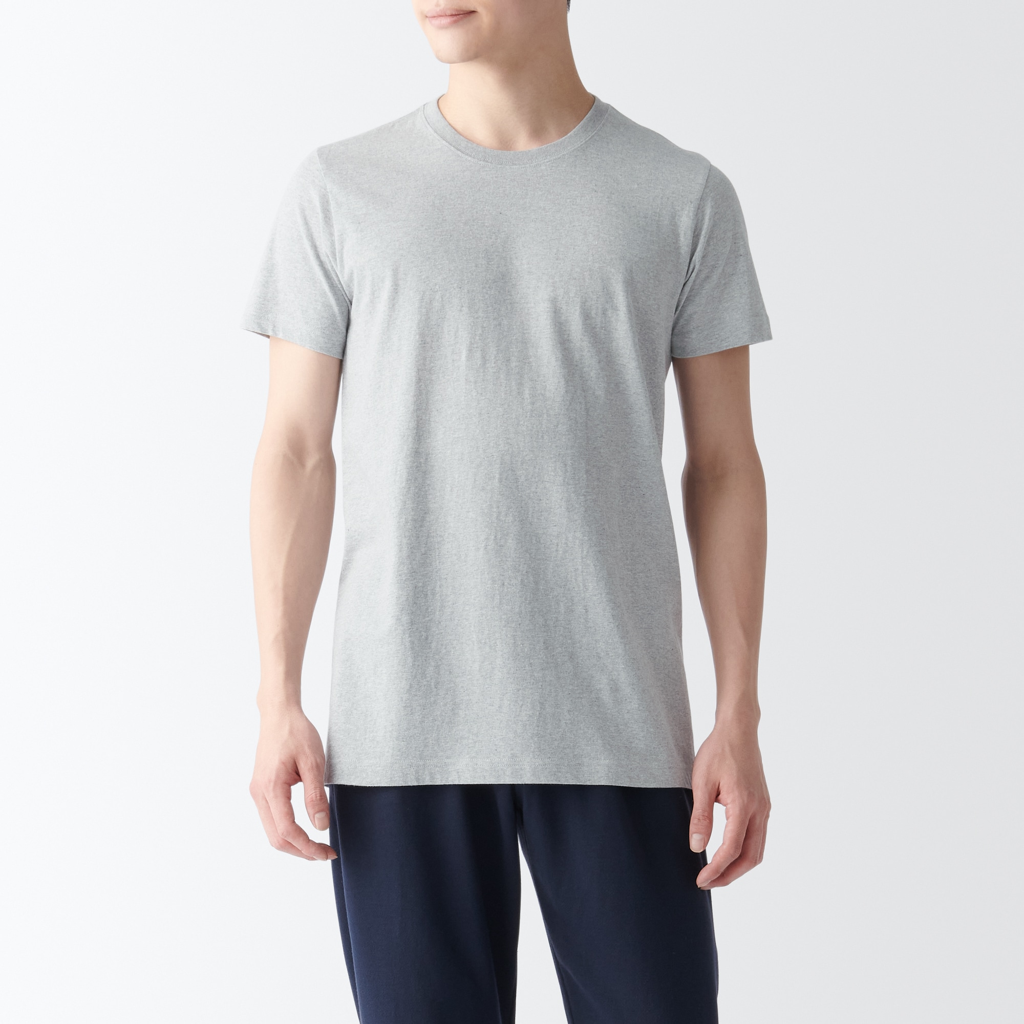 紳士　脇に縫い目のない　２枚組　クルーネック半袖Ｔシャツ