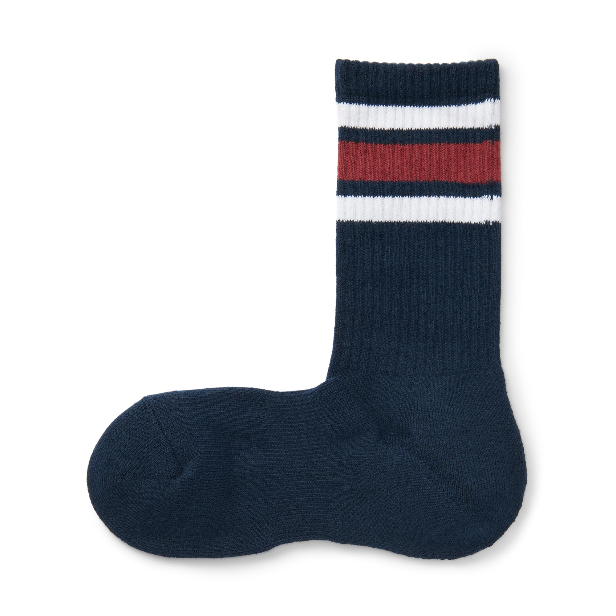 足なり直角　パイル編み　厚手靴下（ライン／紳士）