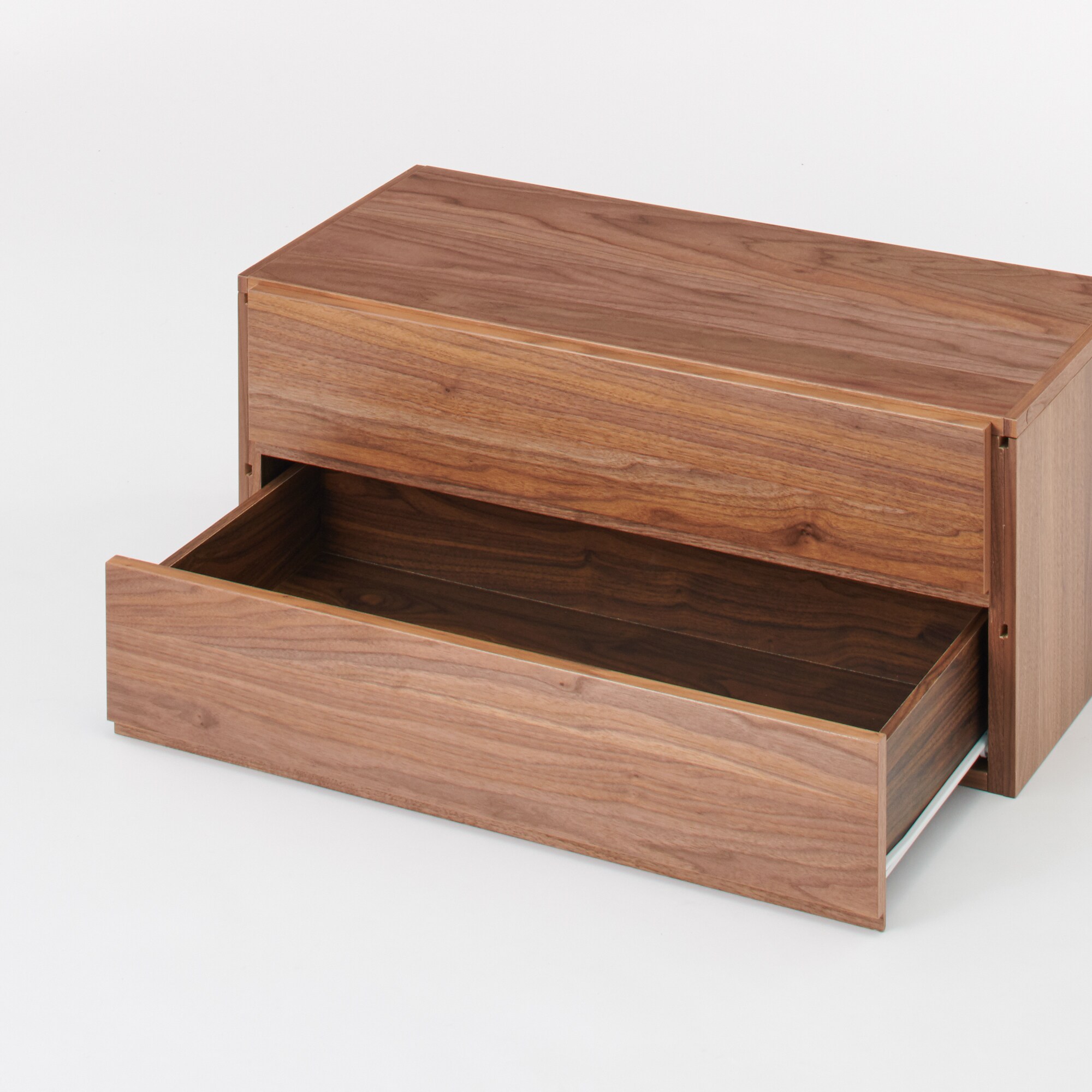 スチールユニットシェルフ用・ボックス・引出し・２段・ウォールナット材