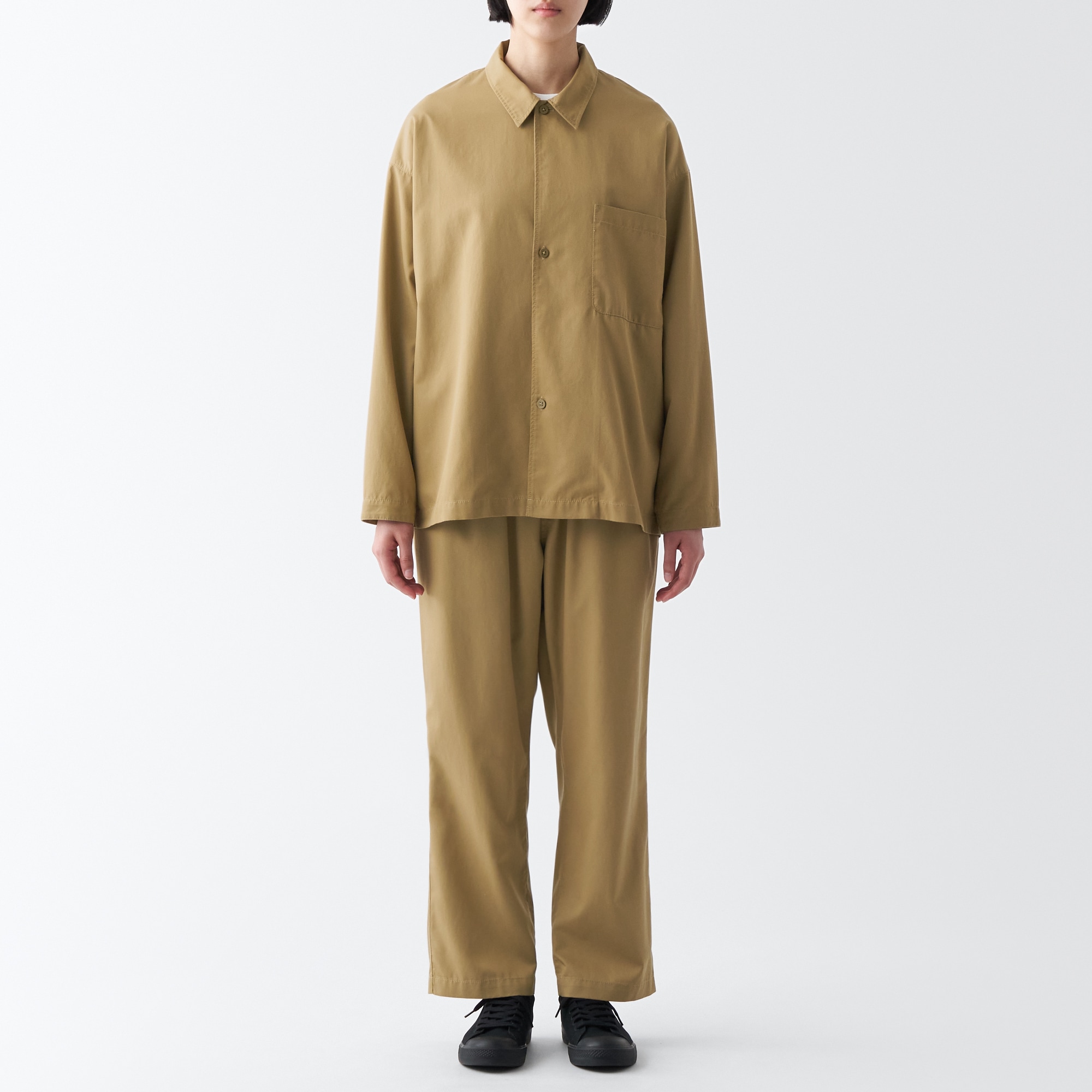 洗いざらしリヨセル混レギュラーカラーシャツ