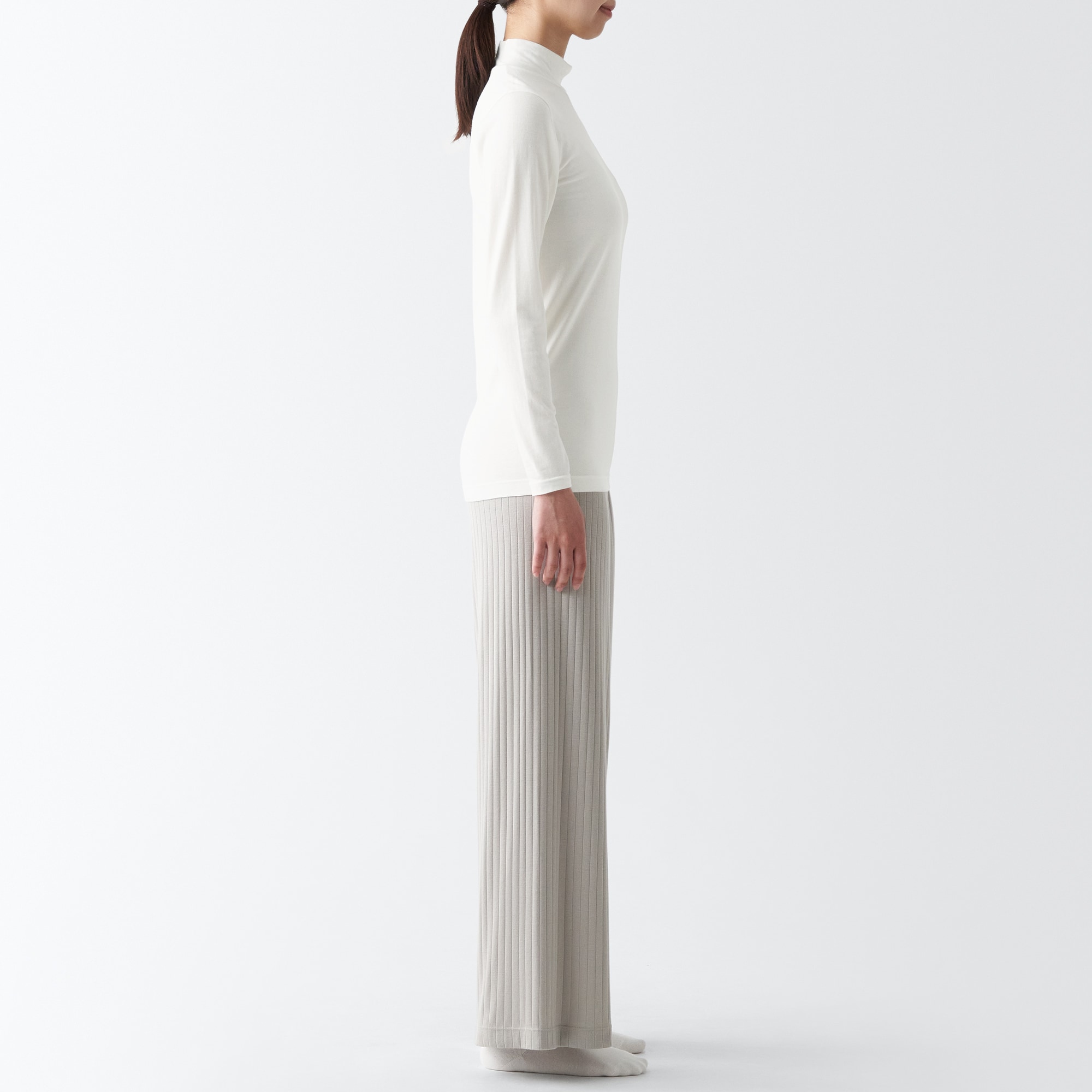 あったか綿　ハイネック長袖Ｔシャツ