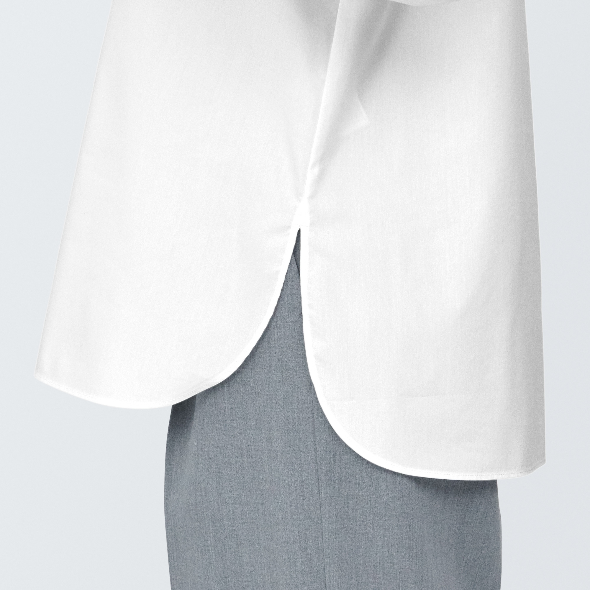 婦人　シワになりにくい　ブロードスタンドカラー長袖ブラウス