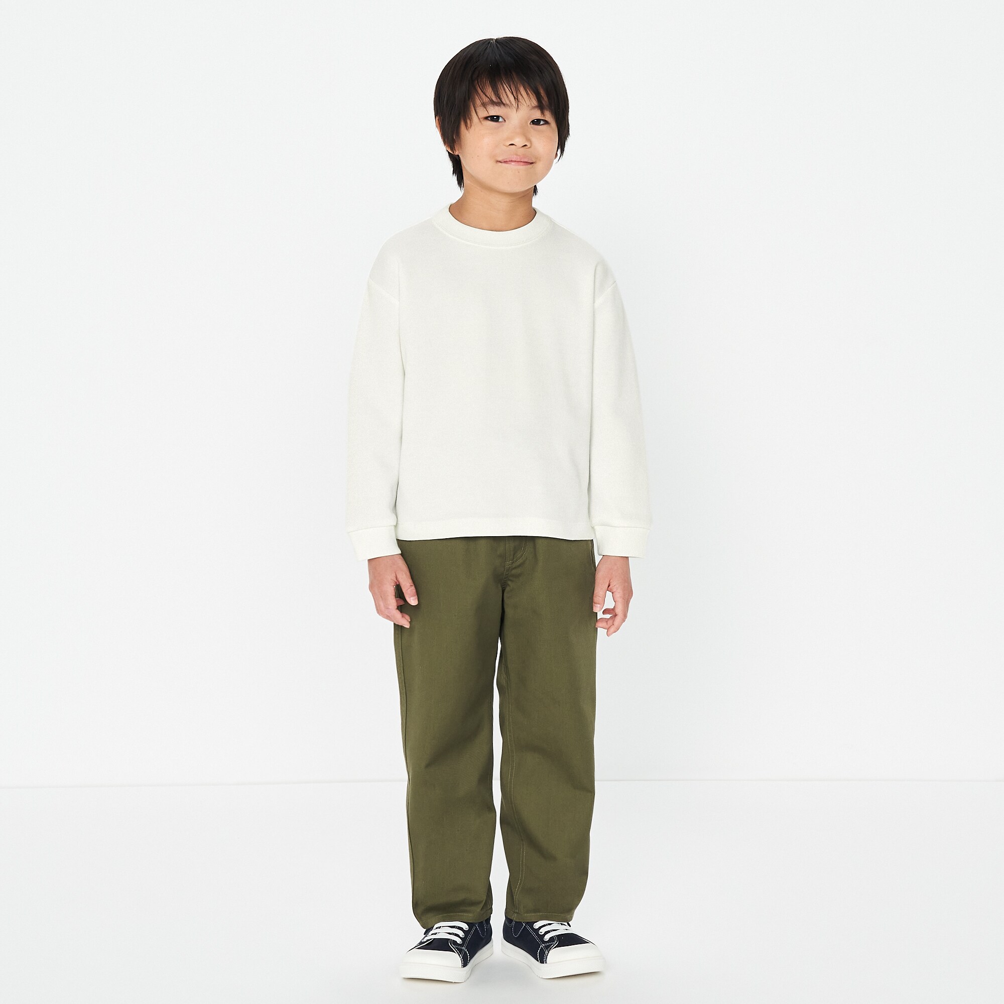 キッズ　二重編みクルーネック長袖Ｔシャツ