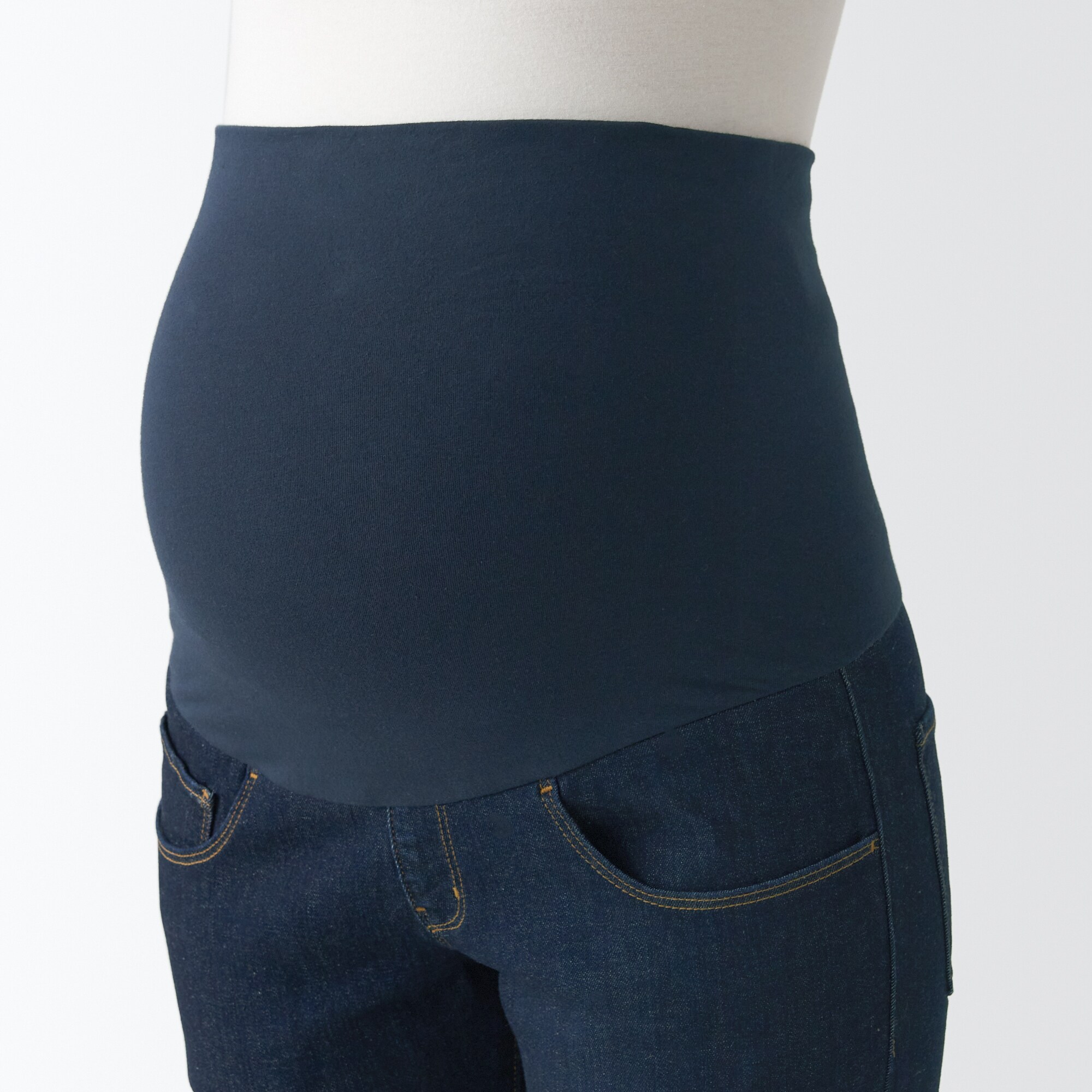 縦横ストレッチデニム産後もはけるスリムストレートパンツ