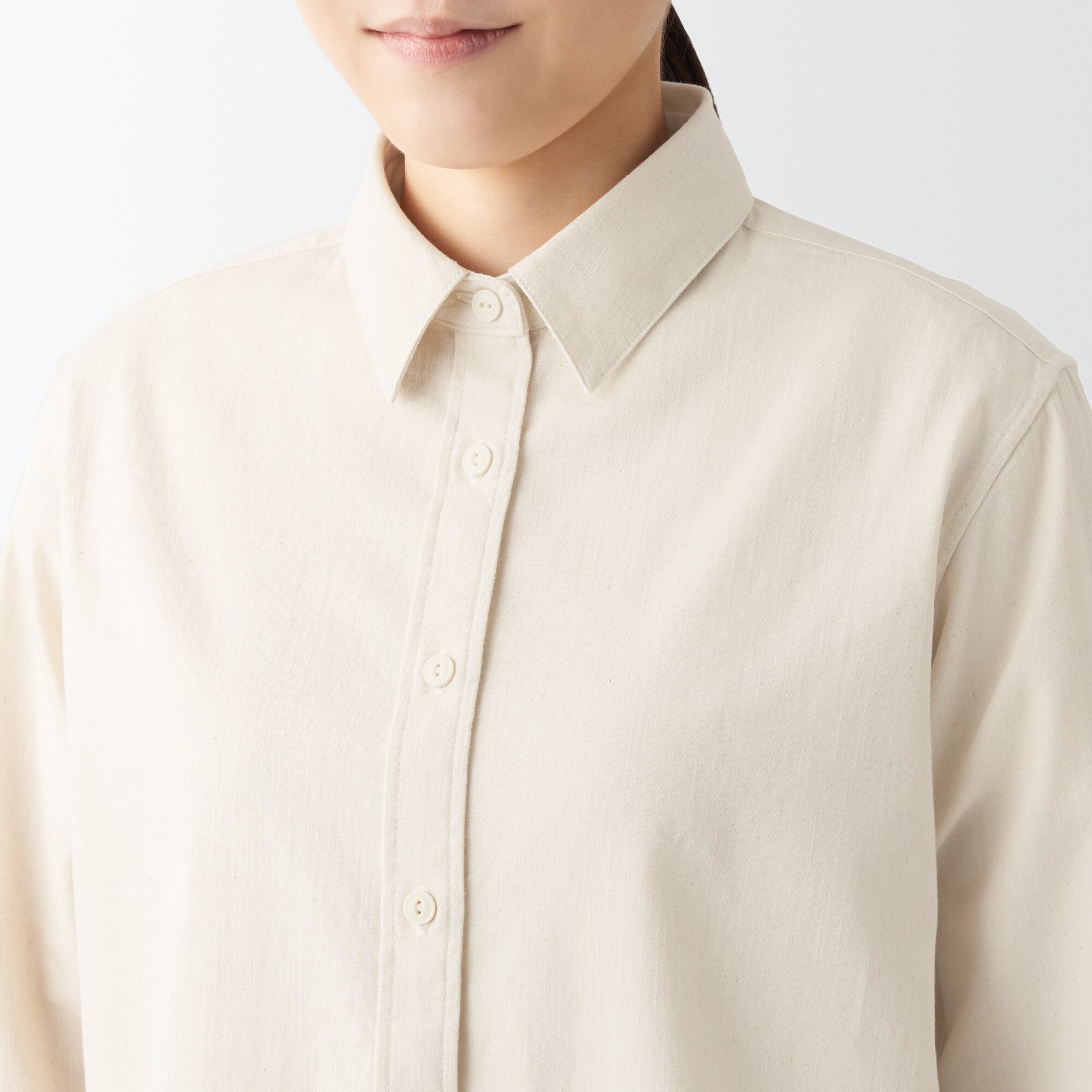 洗いざらしデニムレギュラーカラー長袖シャツ