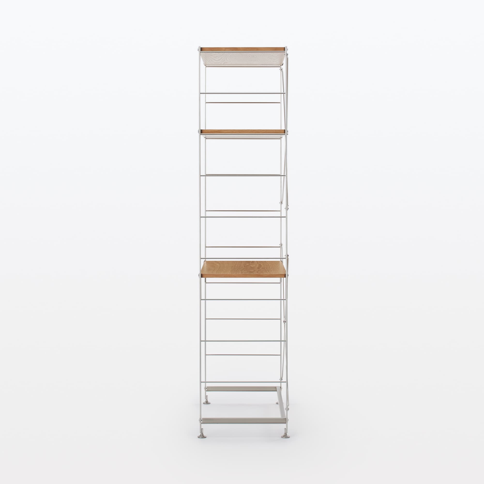 ステンレスユニットシェルフ　オーク材デスクセット