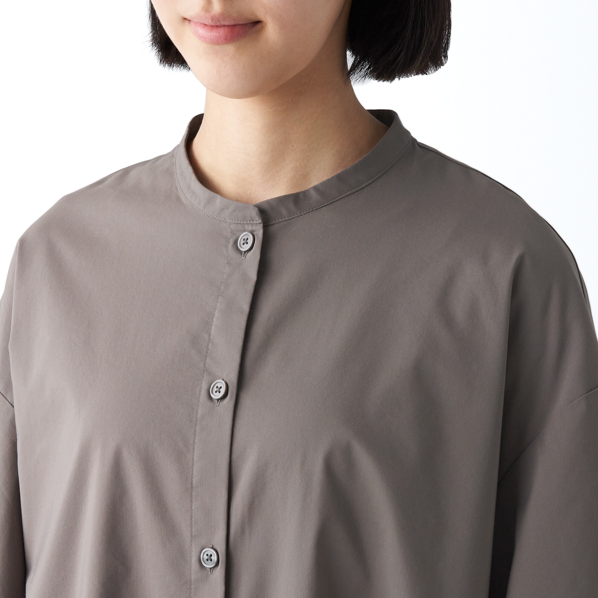 乾きやすいブロード七分袖ワンピース