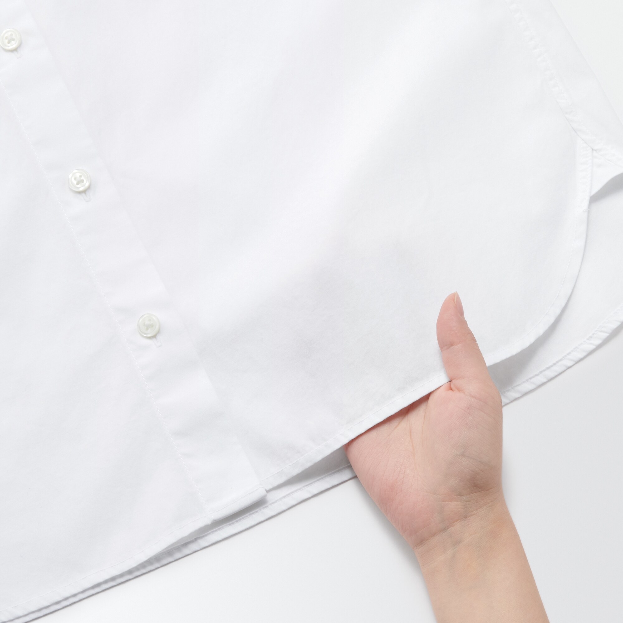 洗いざらしブロードレギュラーカラーシャツ（白）