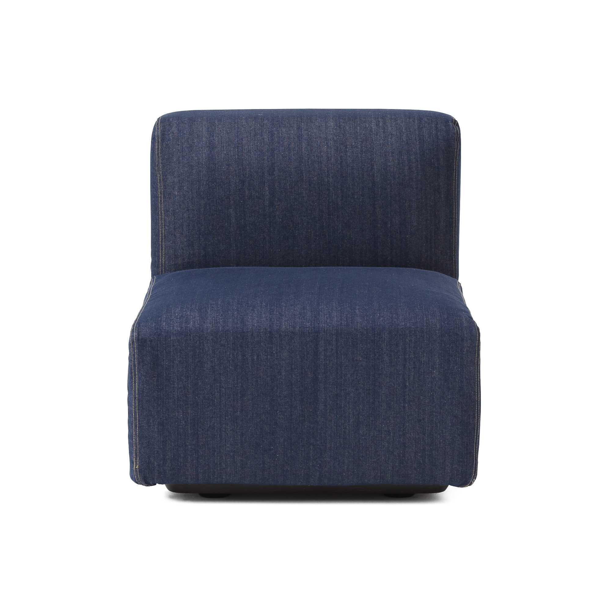 【カバー】綿デニムユニットソファアームレス小用カバー／ブルー