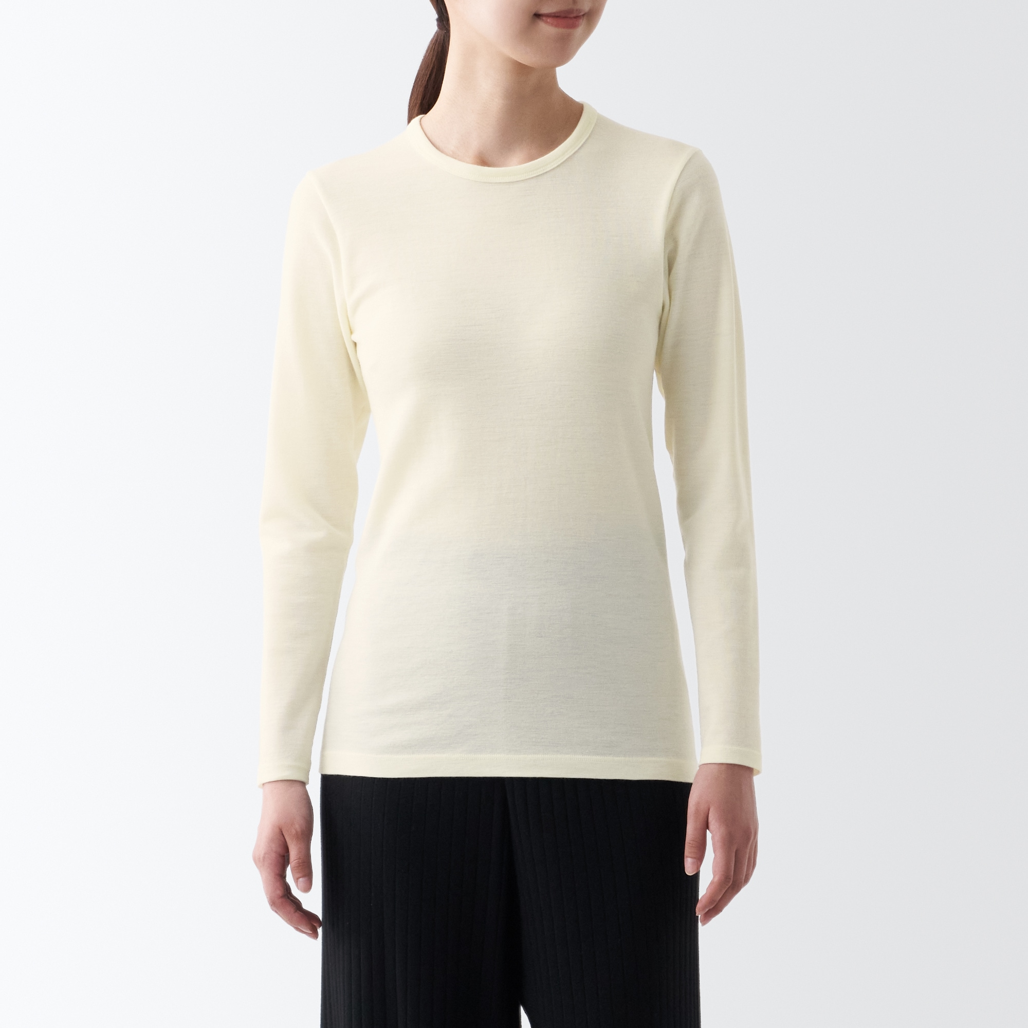 ウールクルーネック長袖Ｔシャツ